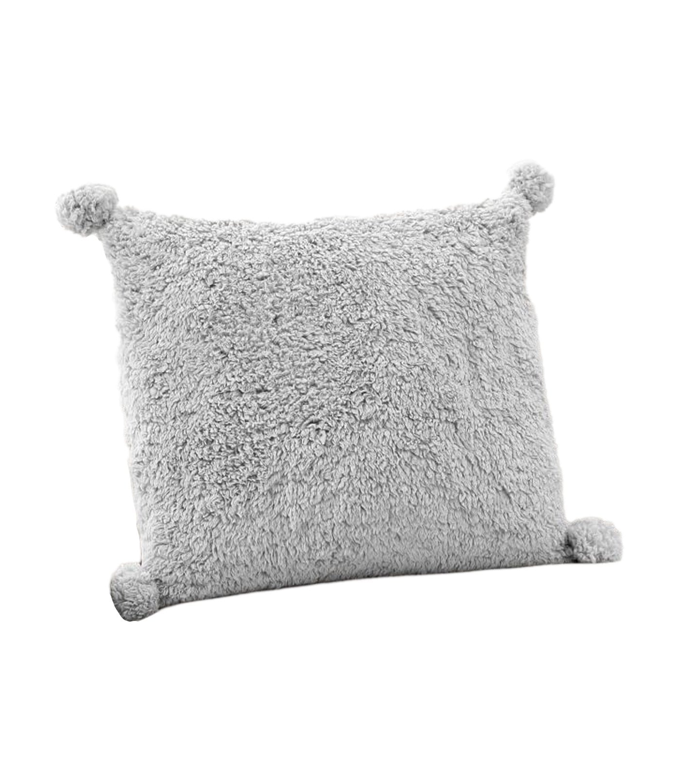 Pottery Barn Cozy Pom Pom Sherpa Pillow Cover - Gray