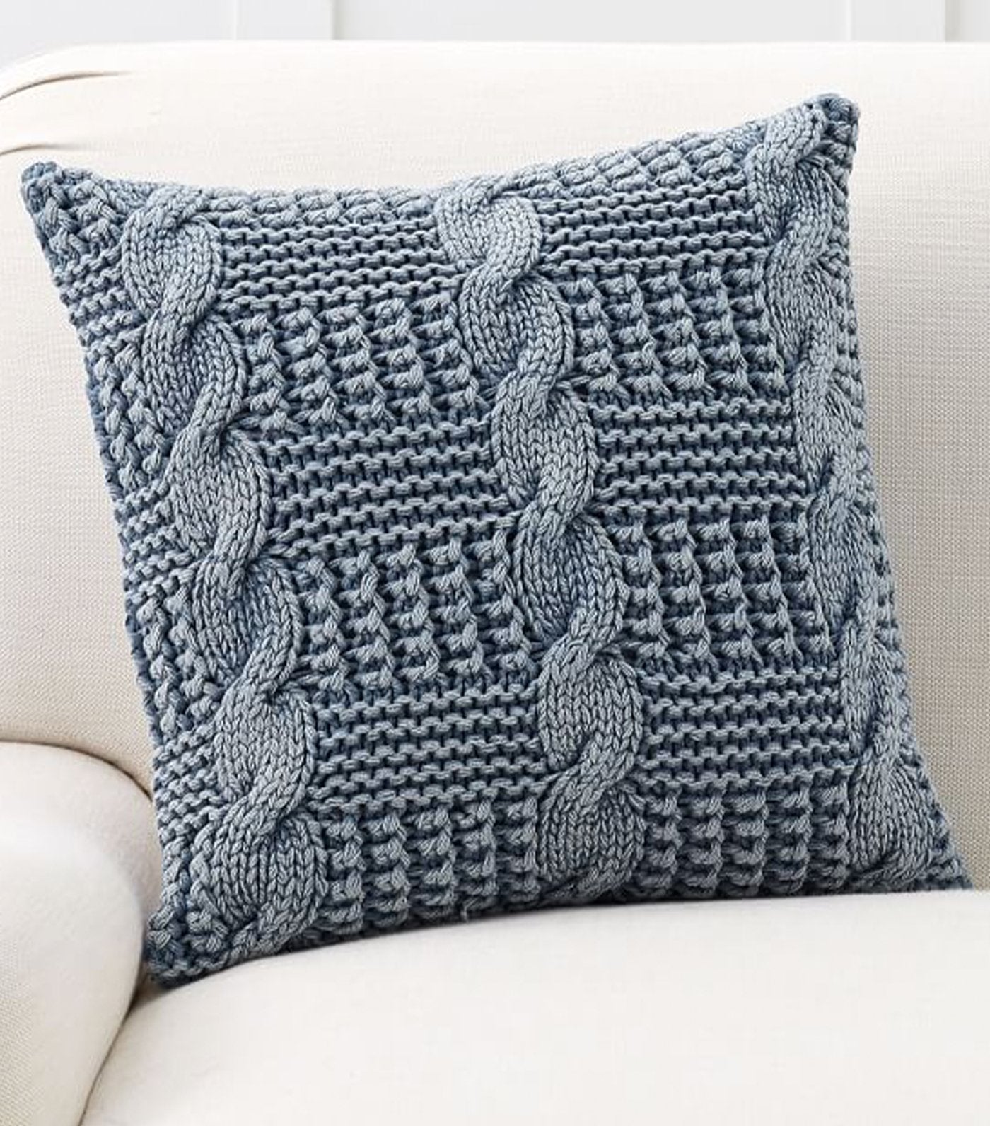 pottery barn stonewash chunky knit pillow cover