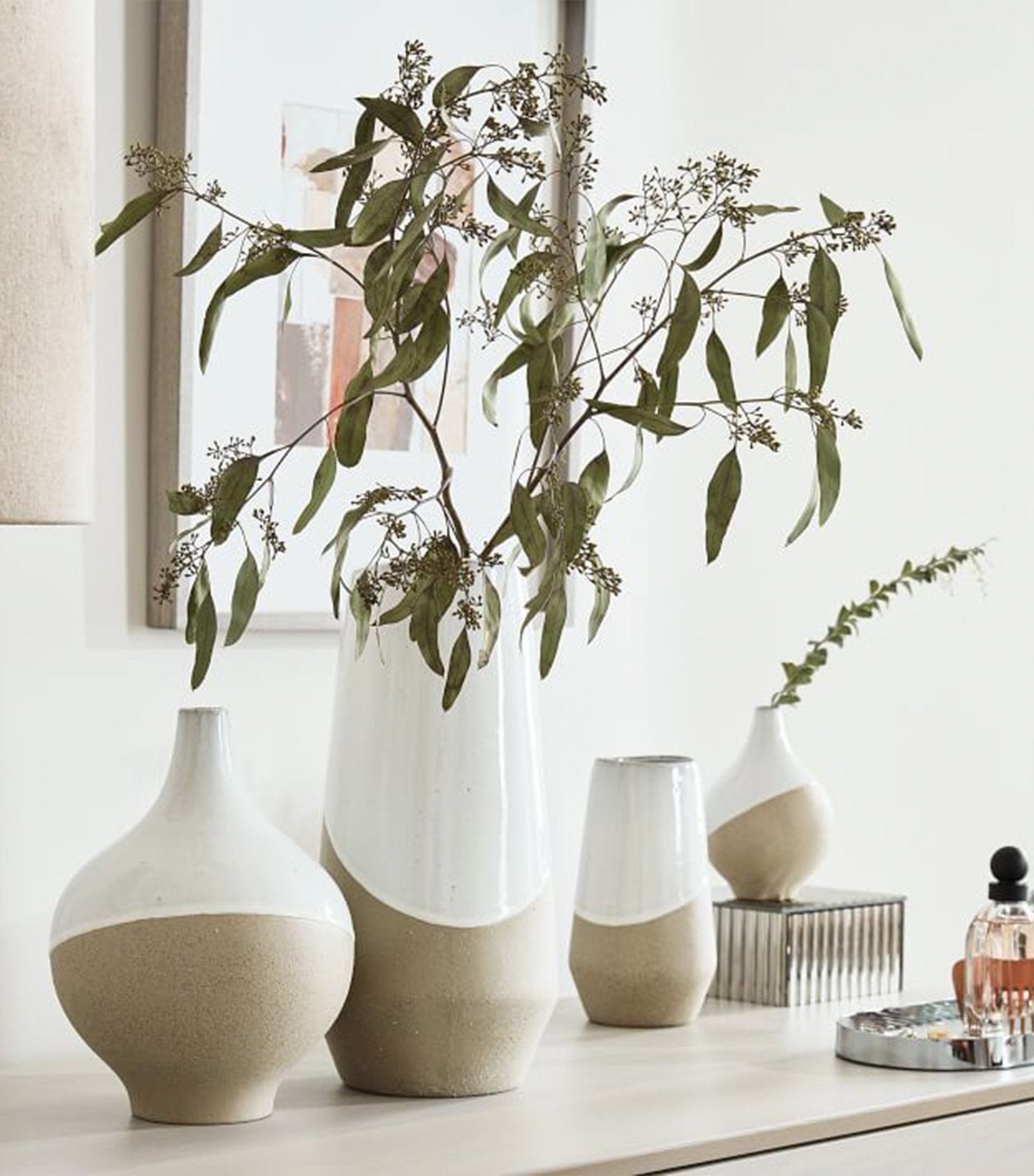 west elm half-dipped stoneware vase