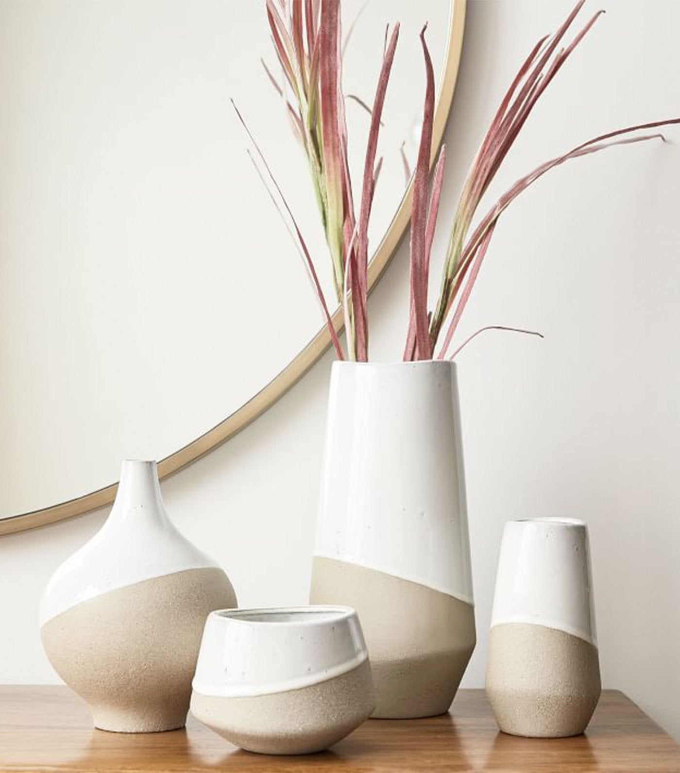 west elm half-dipped stoneware vase
