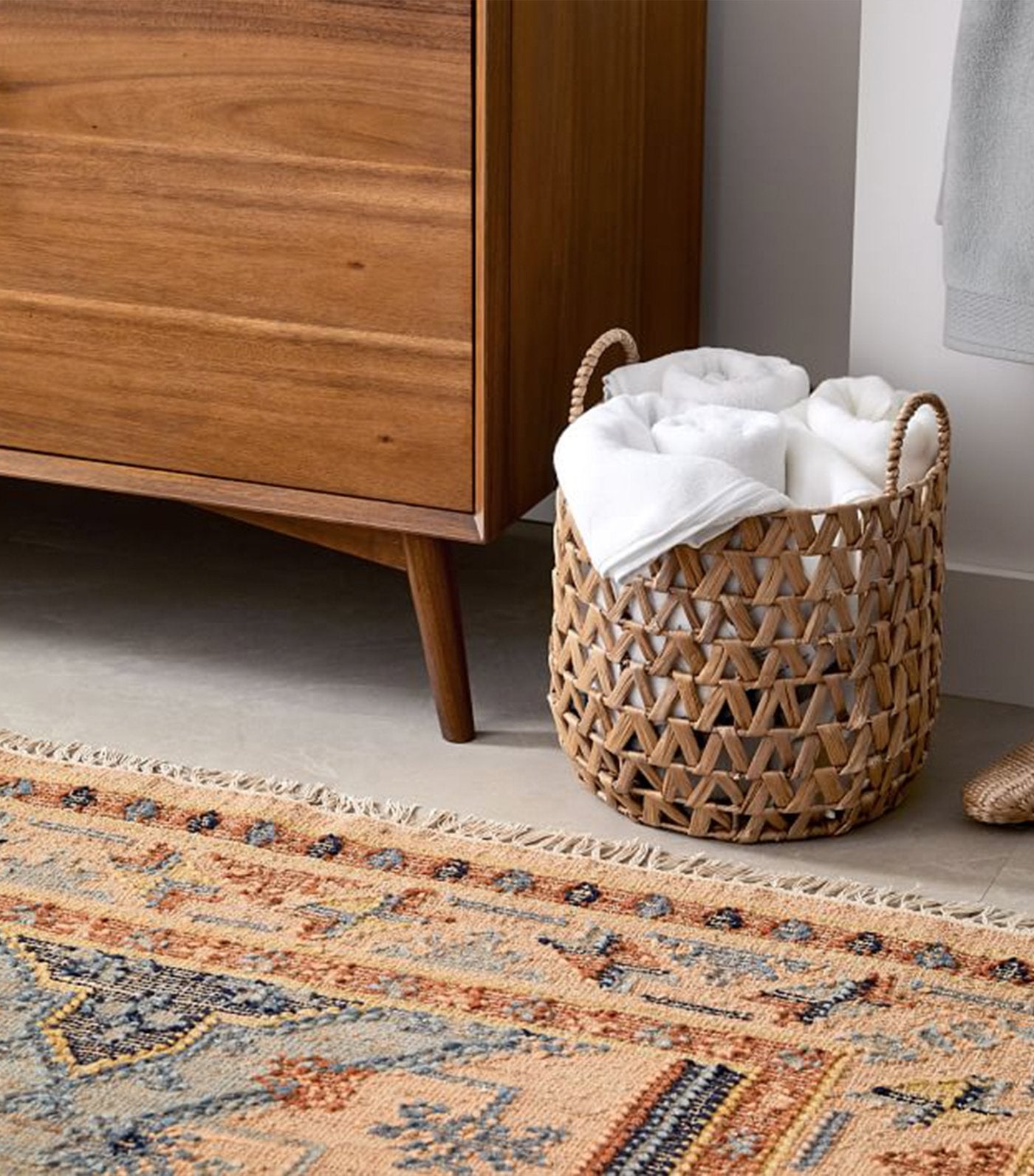 west elm open weave zigzag basket - natural