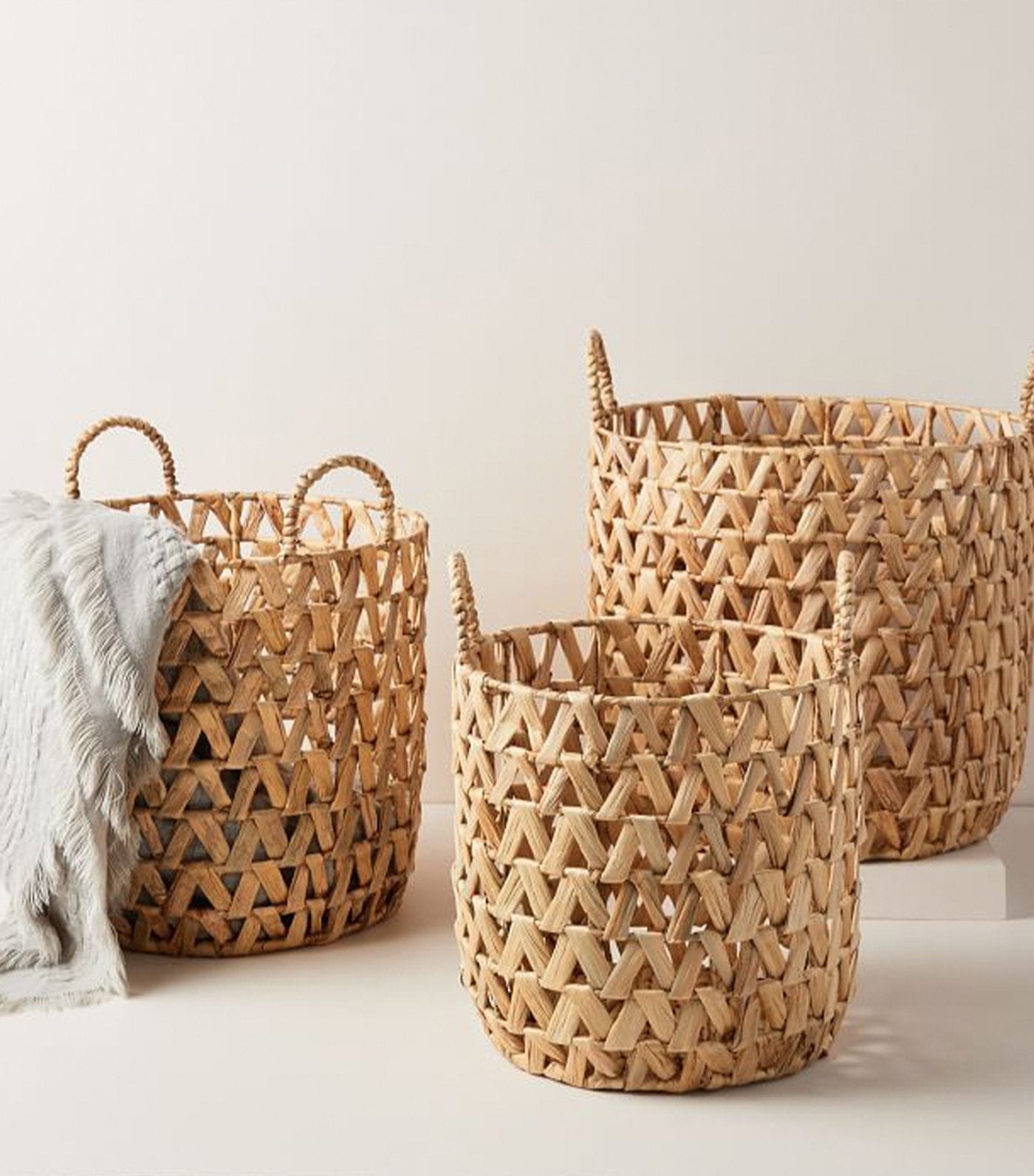 west elm open weave zigzag basket - natural
