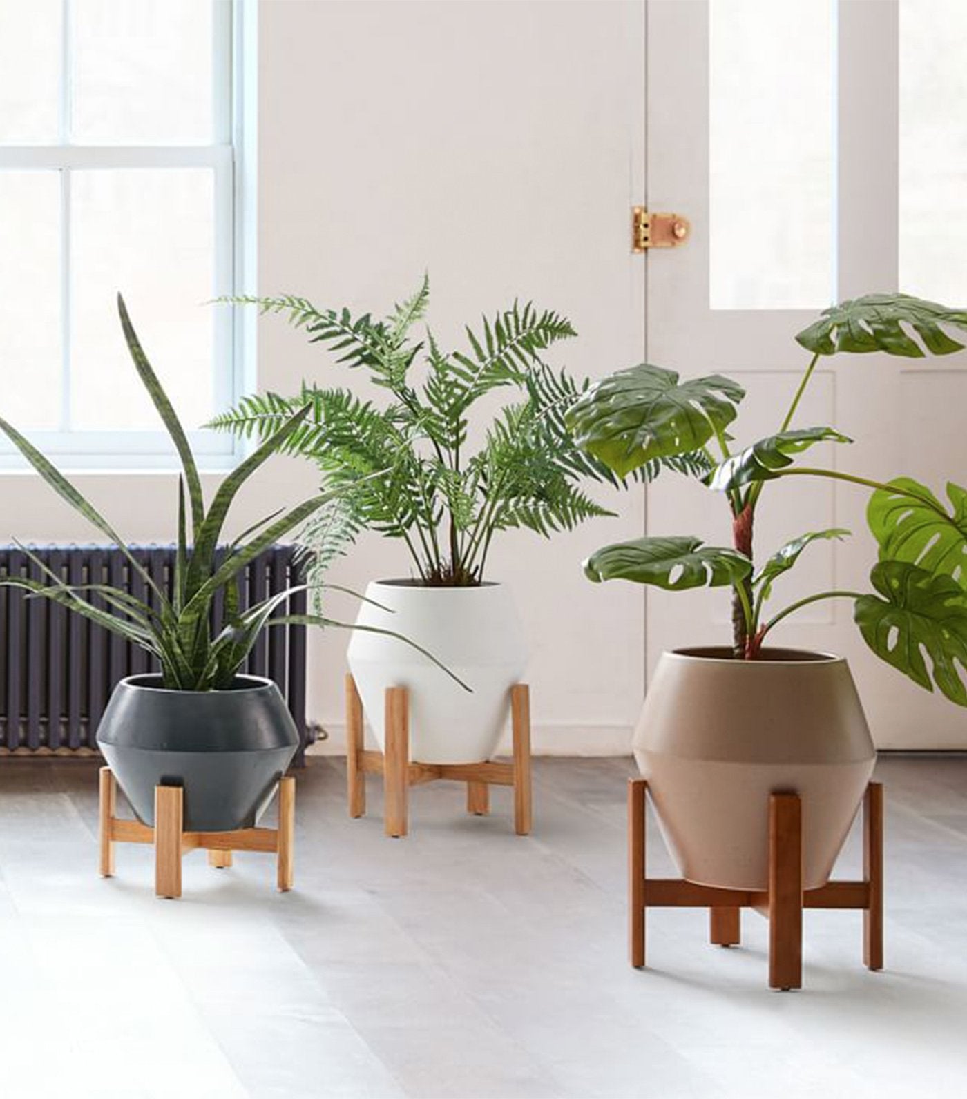 west elm ilya turned wood planters - speckled stone