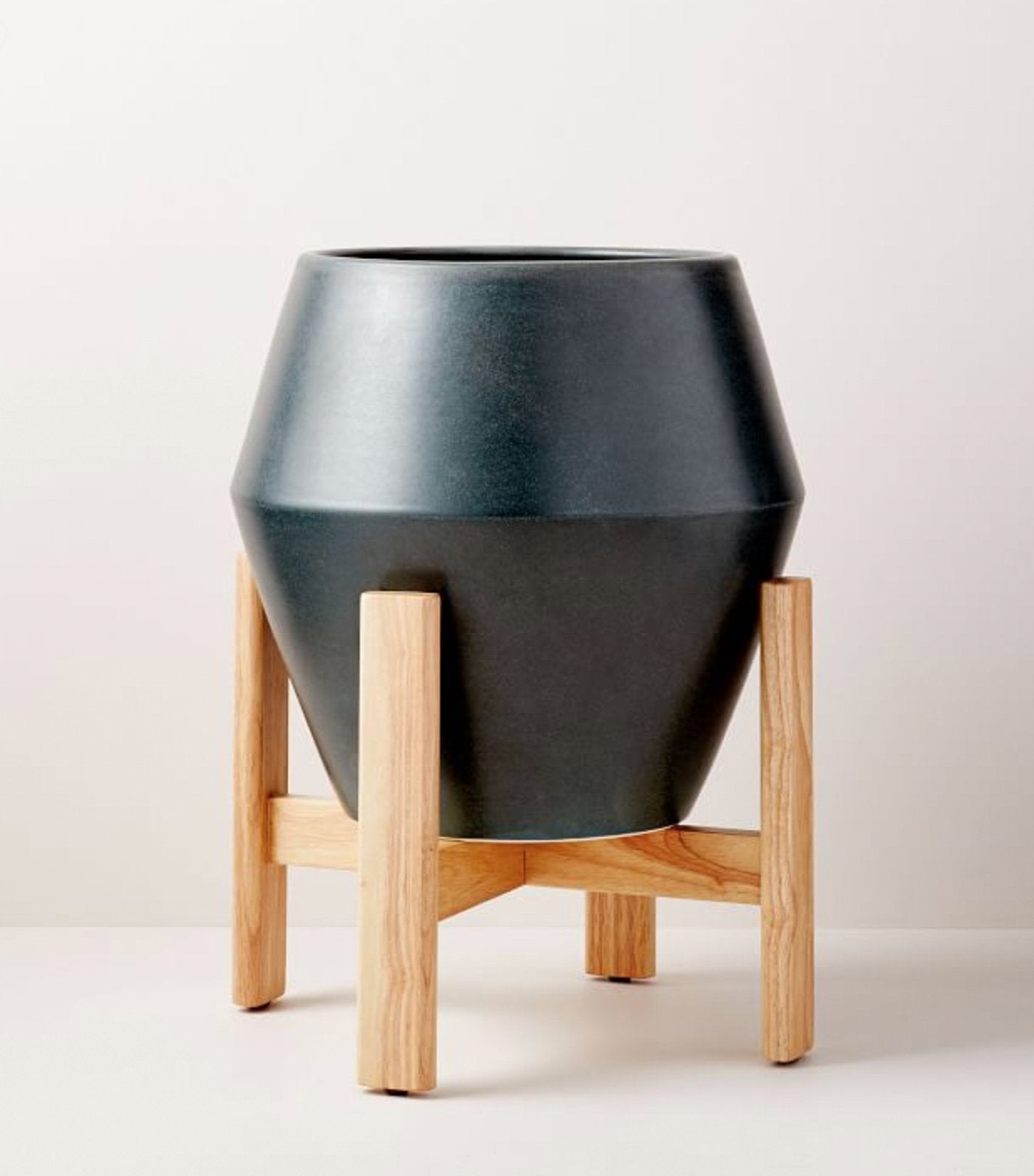 west elm ilya turned wood planters - beluga gray
