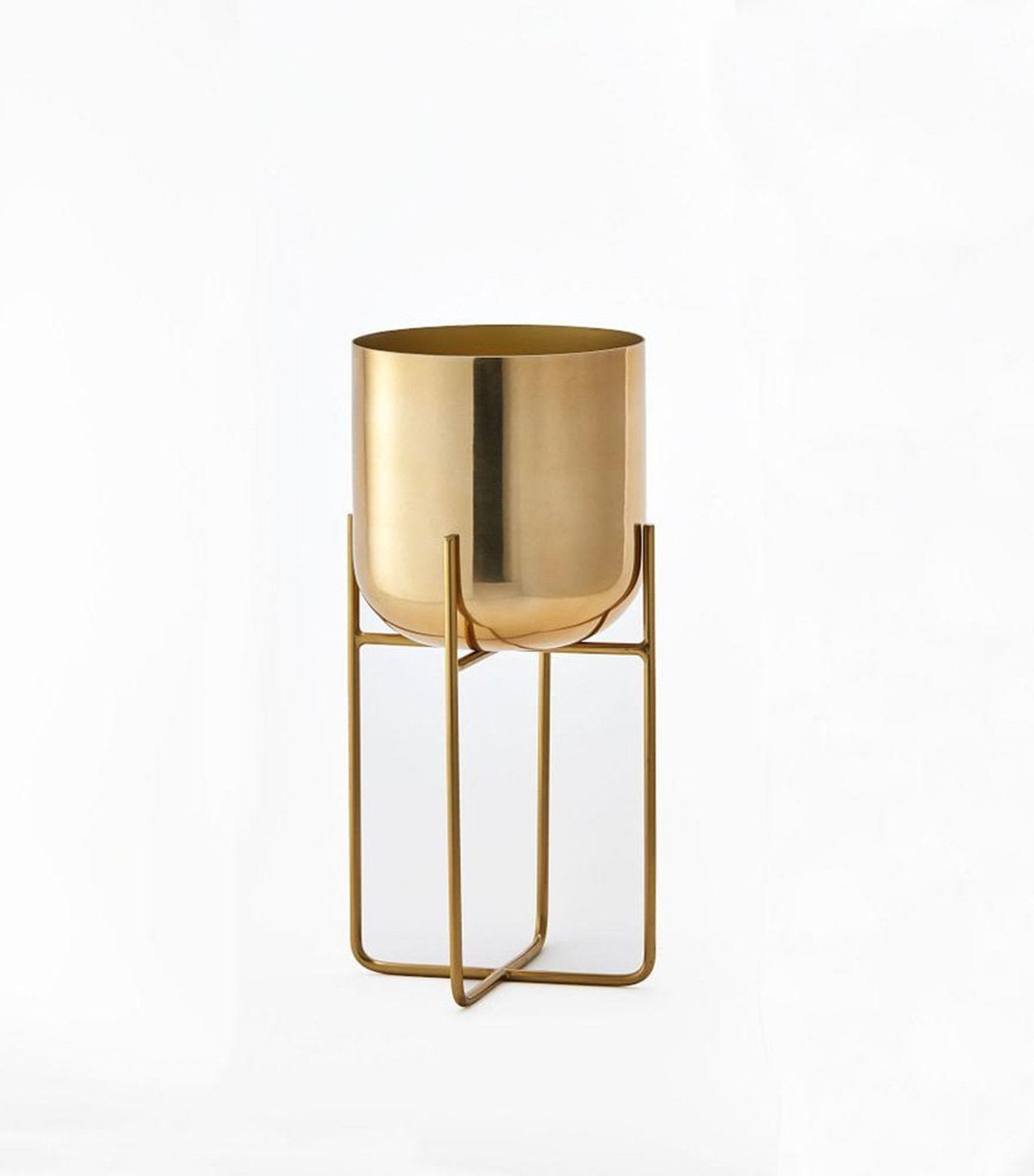 west elm Spun Metal Standing Planters - Brass