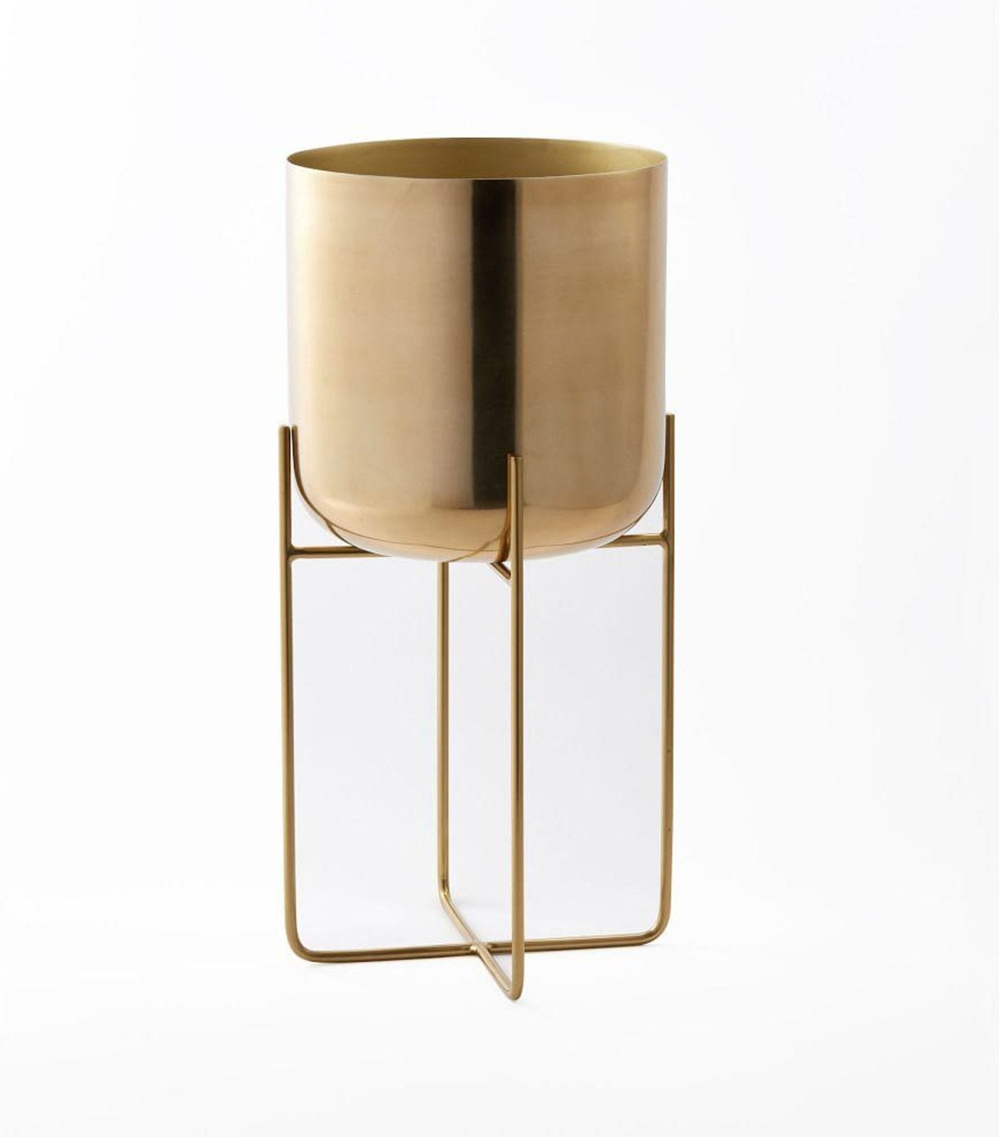 west elm Spun Metal Standing Planters - Brass