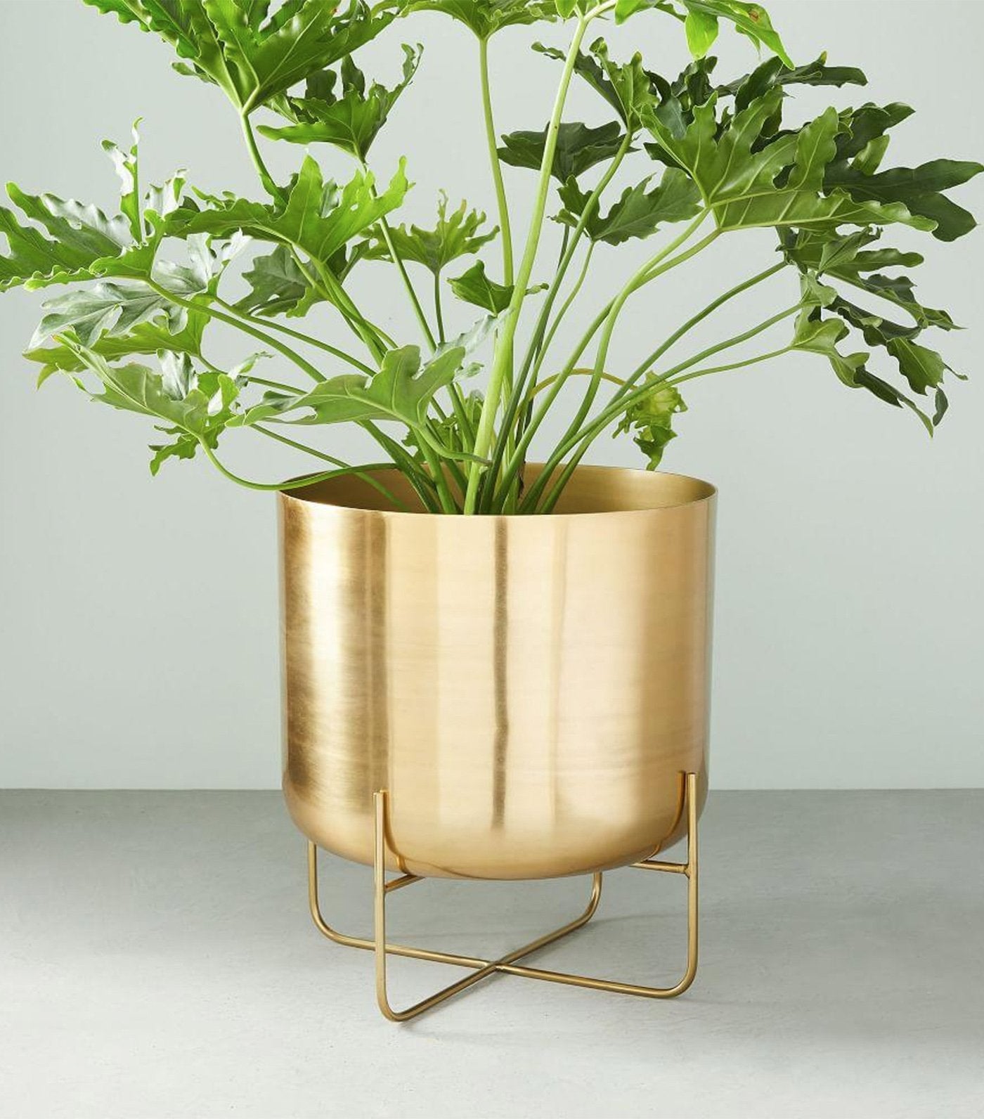 west elm Spun Metal Standing Planters - Brass