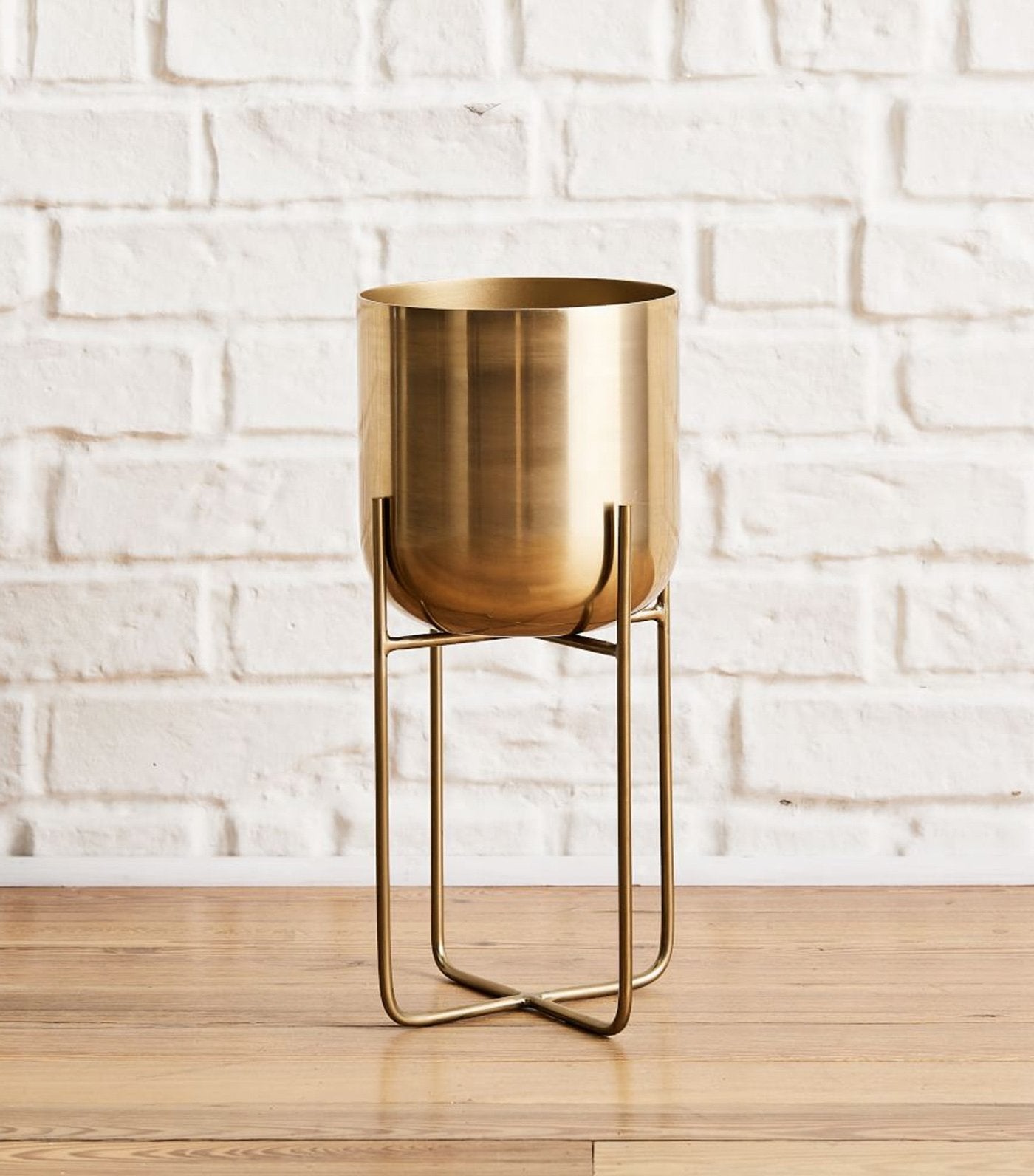west elm Spun Metal Standing Planters - Brass