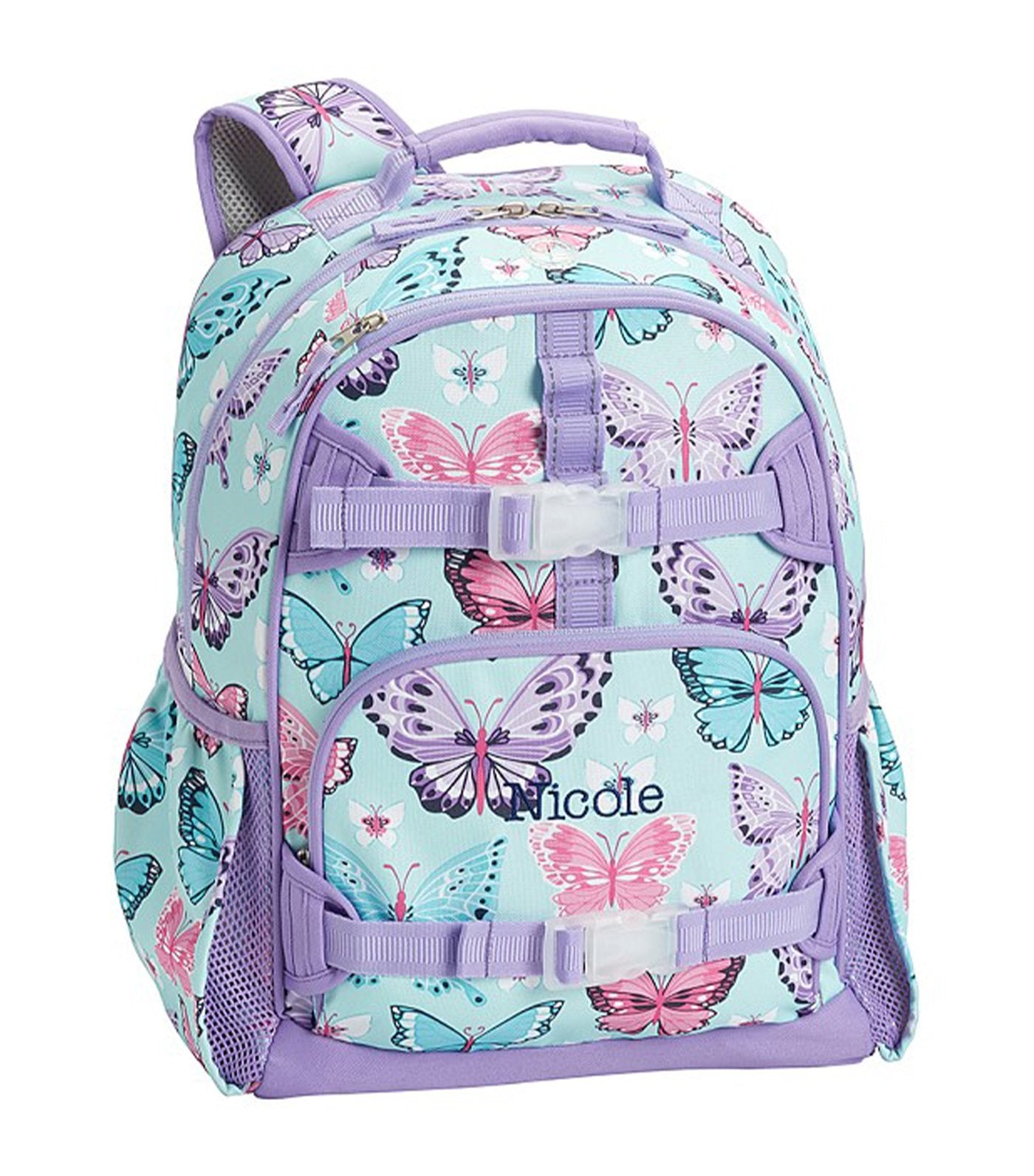 pottery barn kids mackenzie aqua lavender pretty butterflies large backpacks