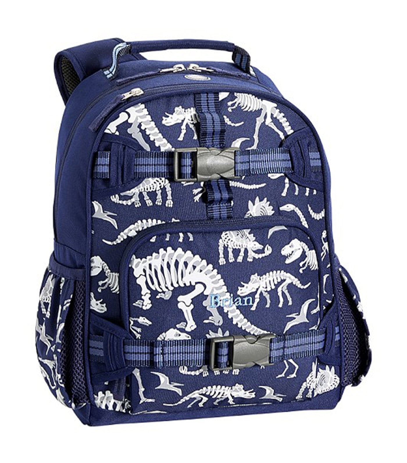 pottery barn kids mackenzie blue/gray glow-in-the-dark dinos small backpack