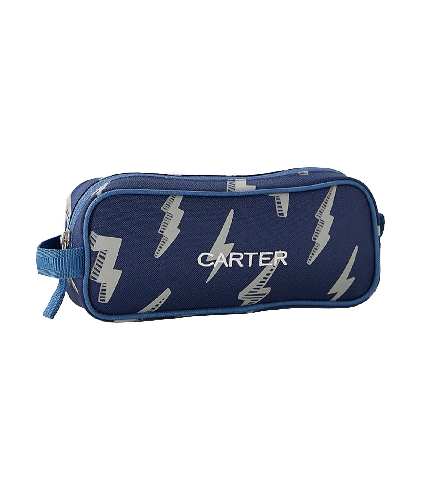 pottery barn kids mackenzie navy lightning bolt glow-in-the-dark pencil case