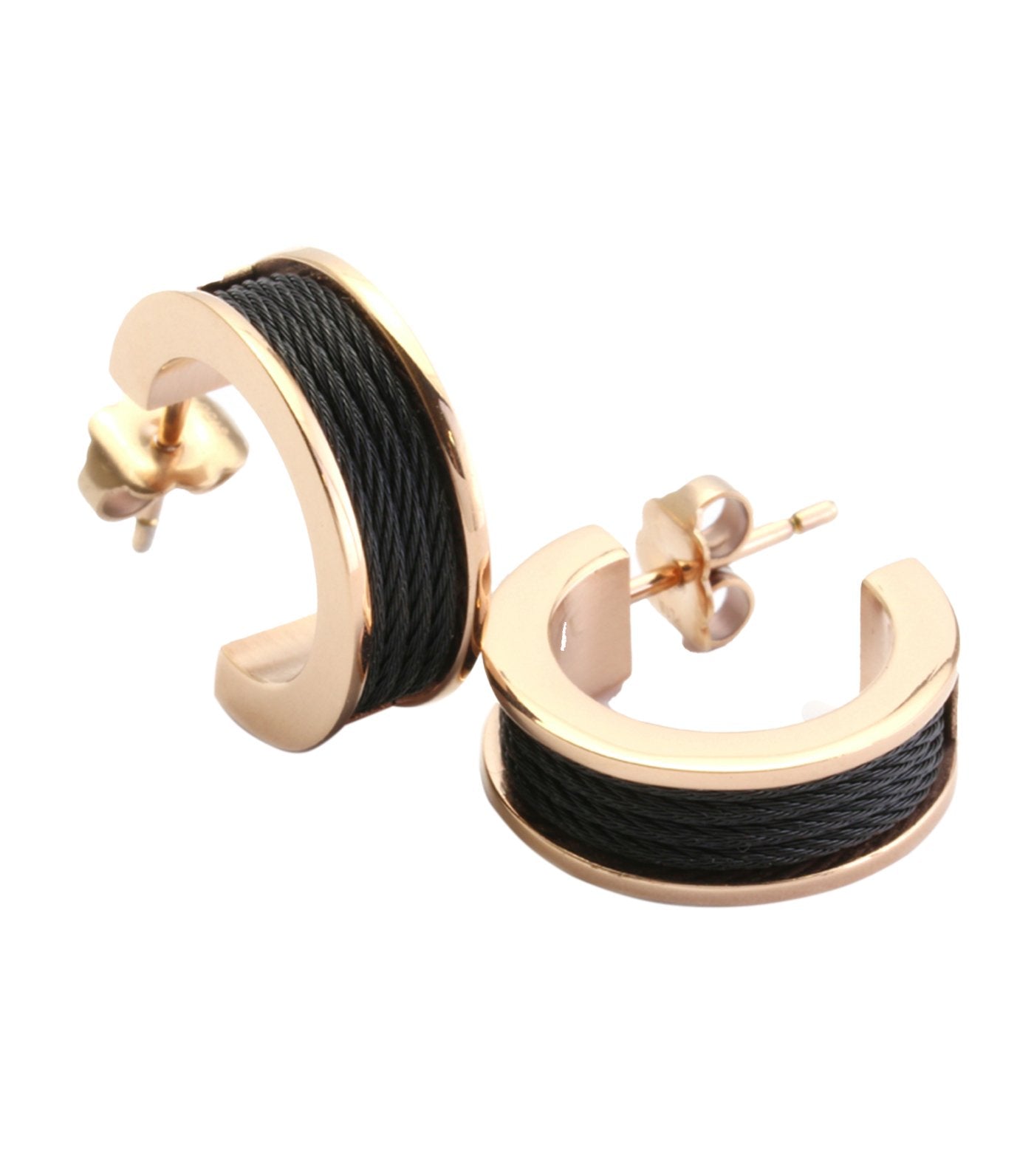 Forever Earrings Black and Rose Gold