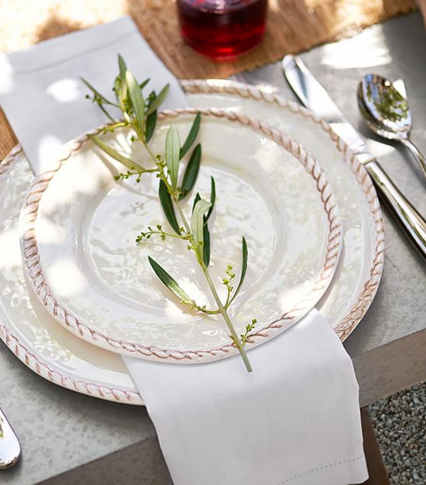 Pottery Barn Rope Melamine Plate - Set of 4