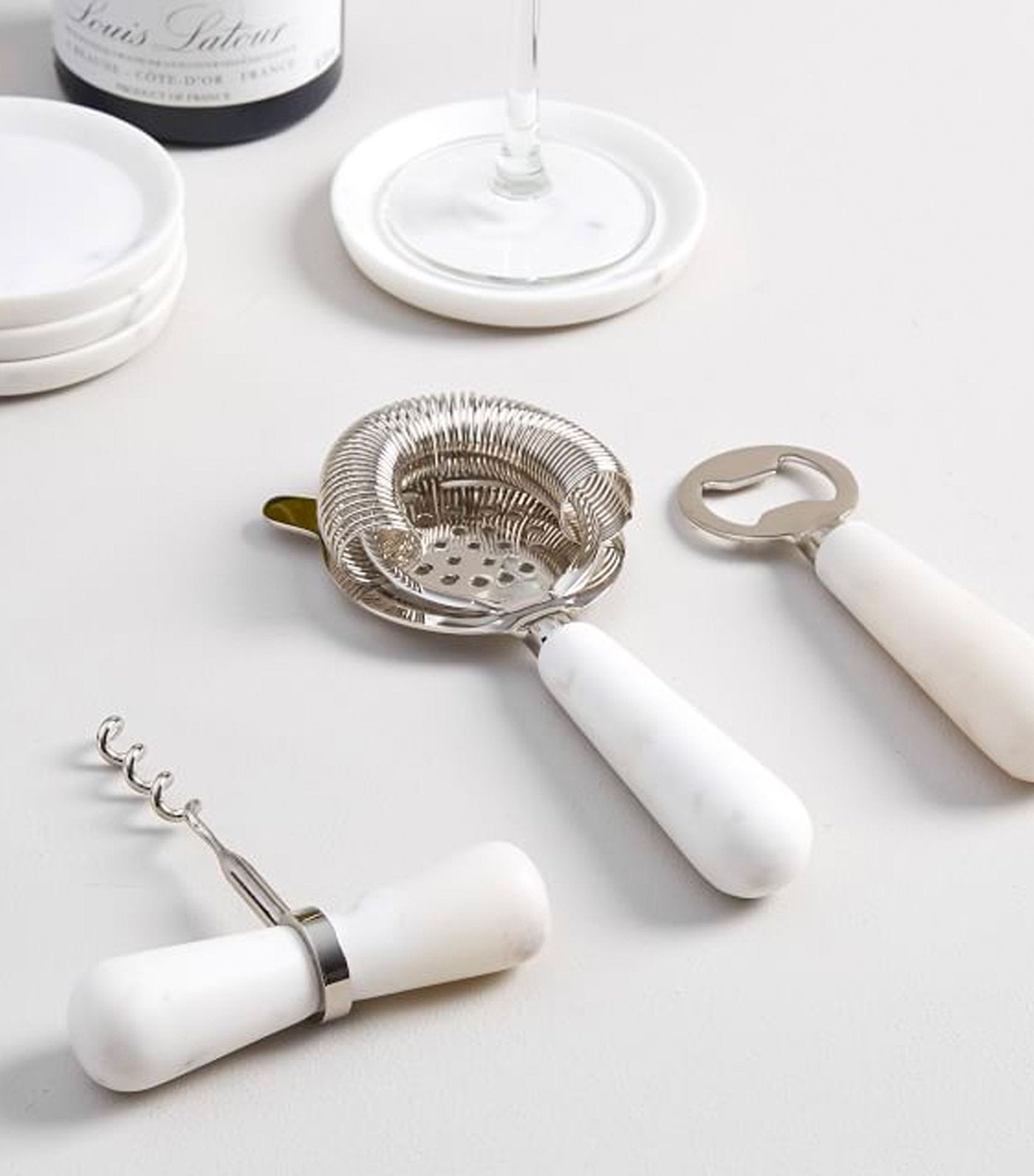 Pottery Barn White Marble Bar Tools