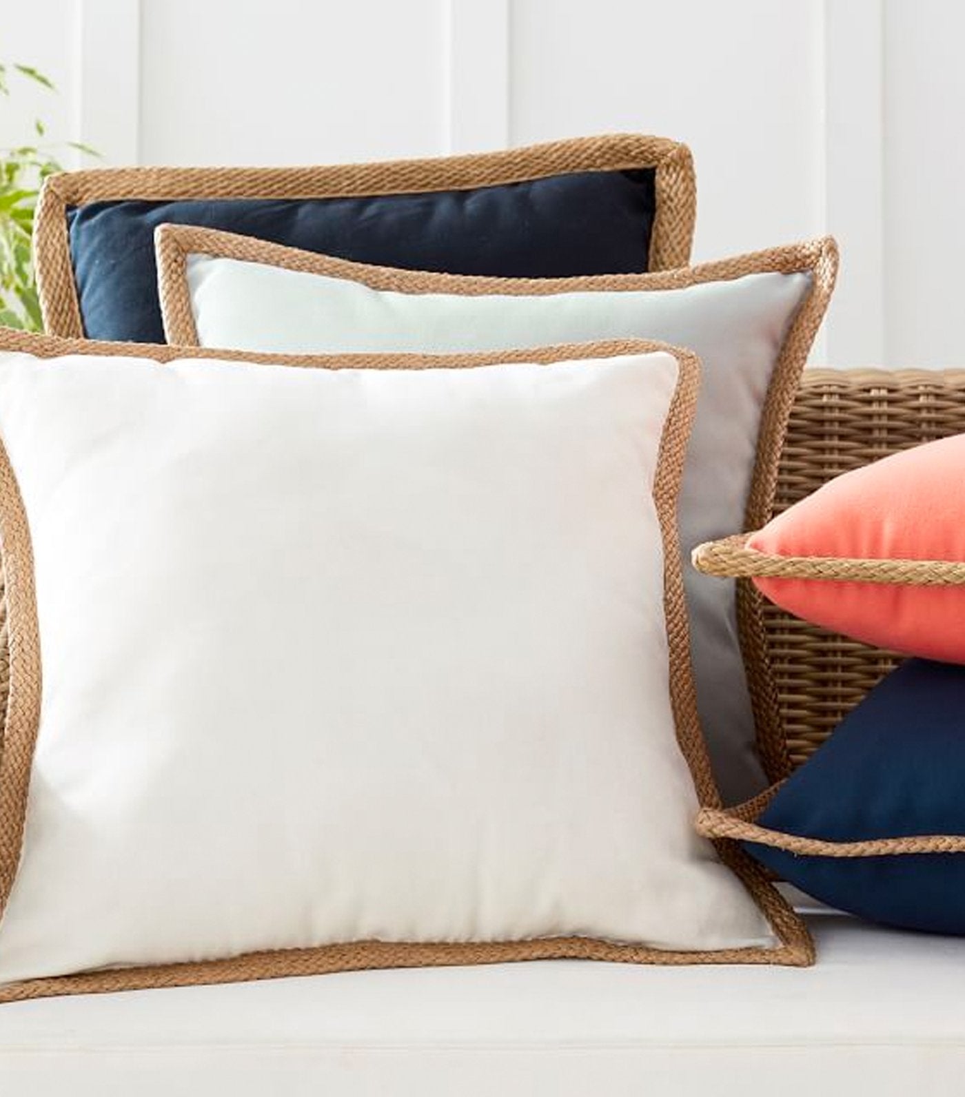 Pottery Barn Synthetic Jute Trim Pillow