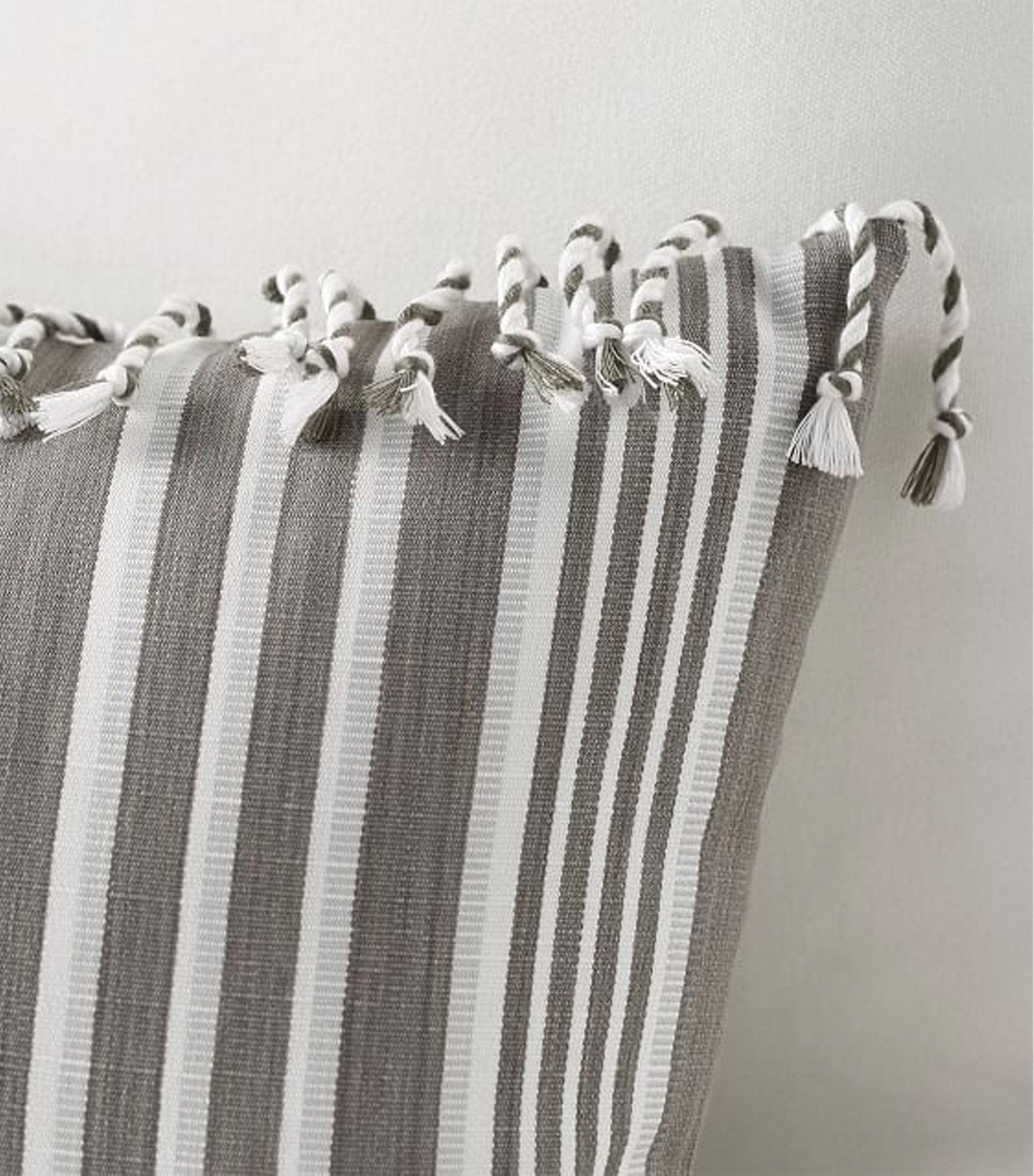 Pottery Barn Melilla Fringe Lumbar Indoor/Outdoor Pillow - Gray