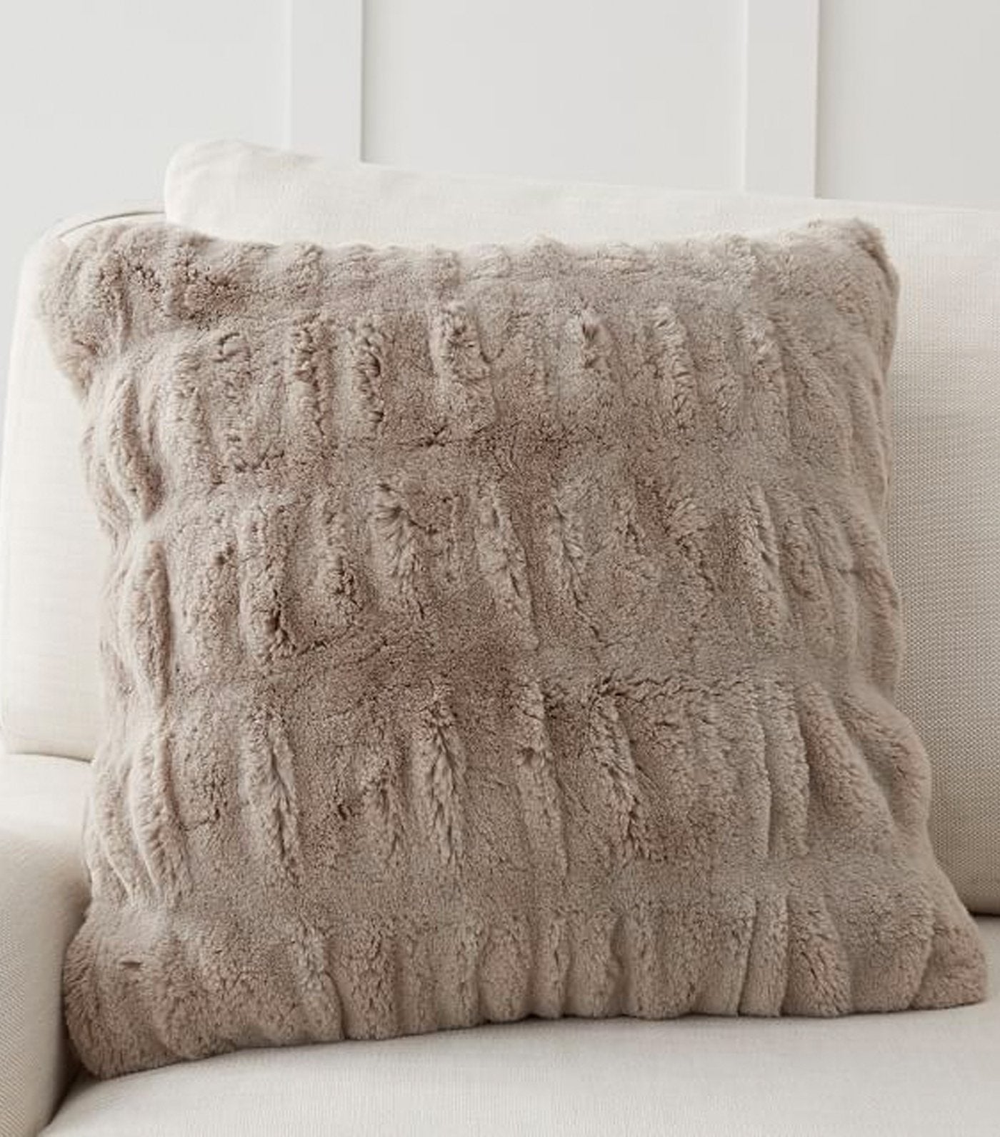 Faux Fur Ruched Pillow Cover