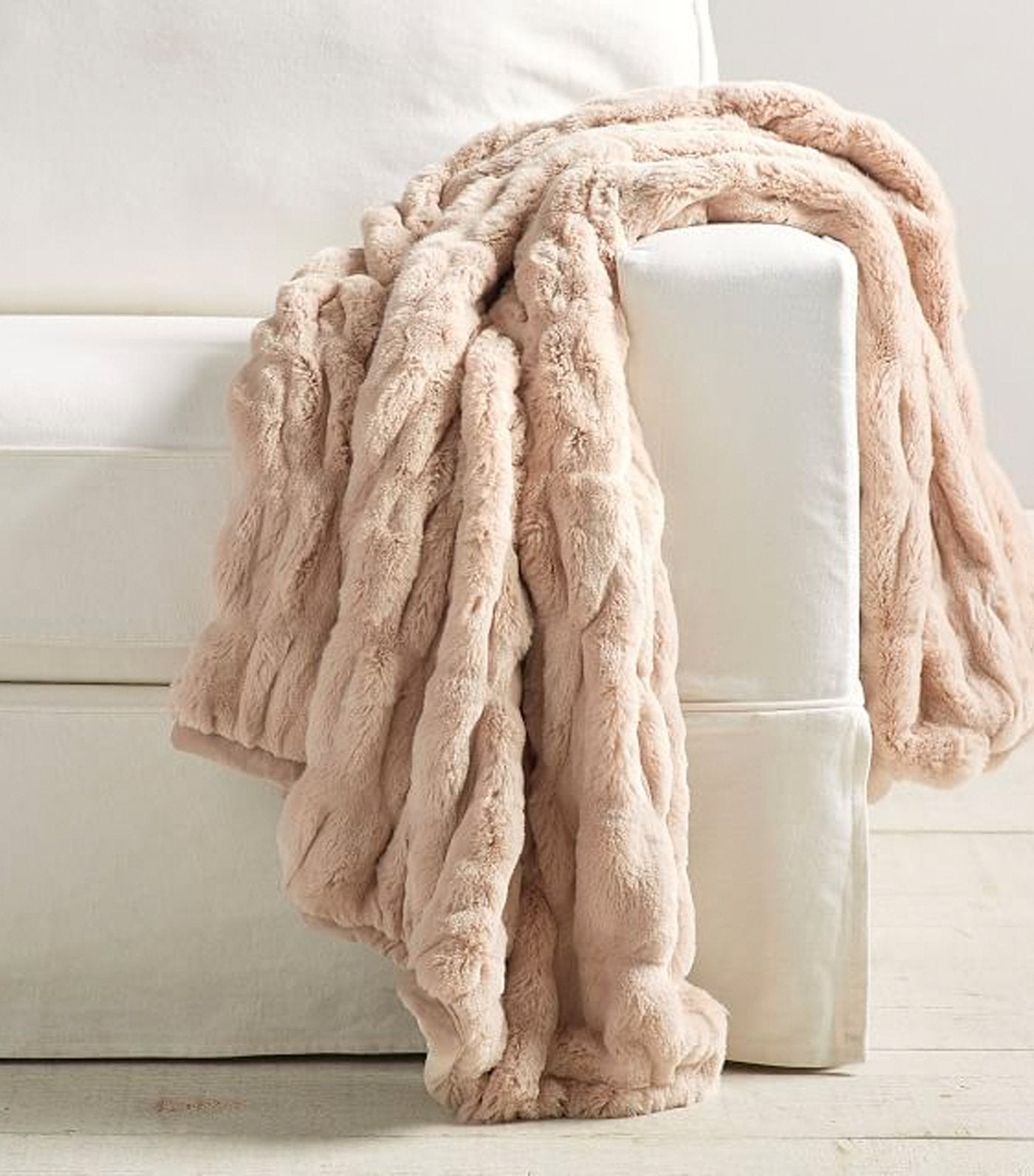 Pottery Barn Faux Fur Ruched Throw