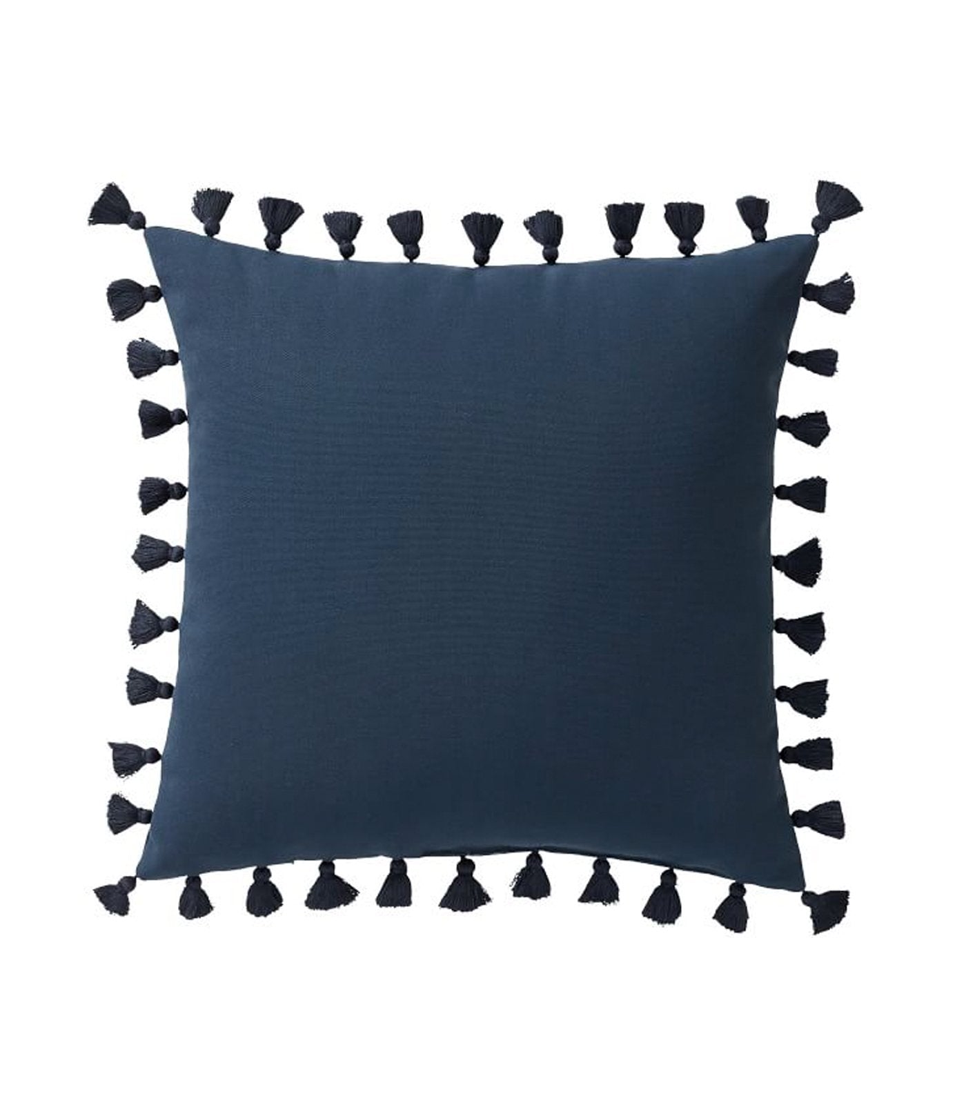 Pottery Barn Tassel Trim Indoor/Outdoor Pillow - Ink Blue