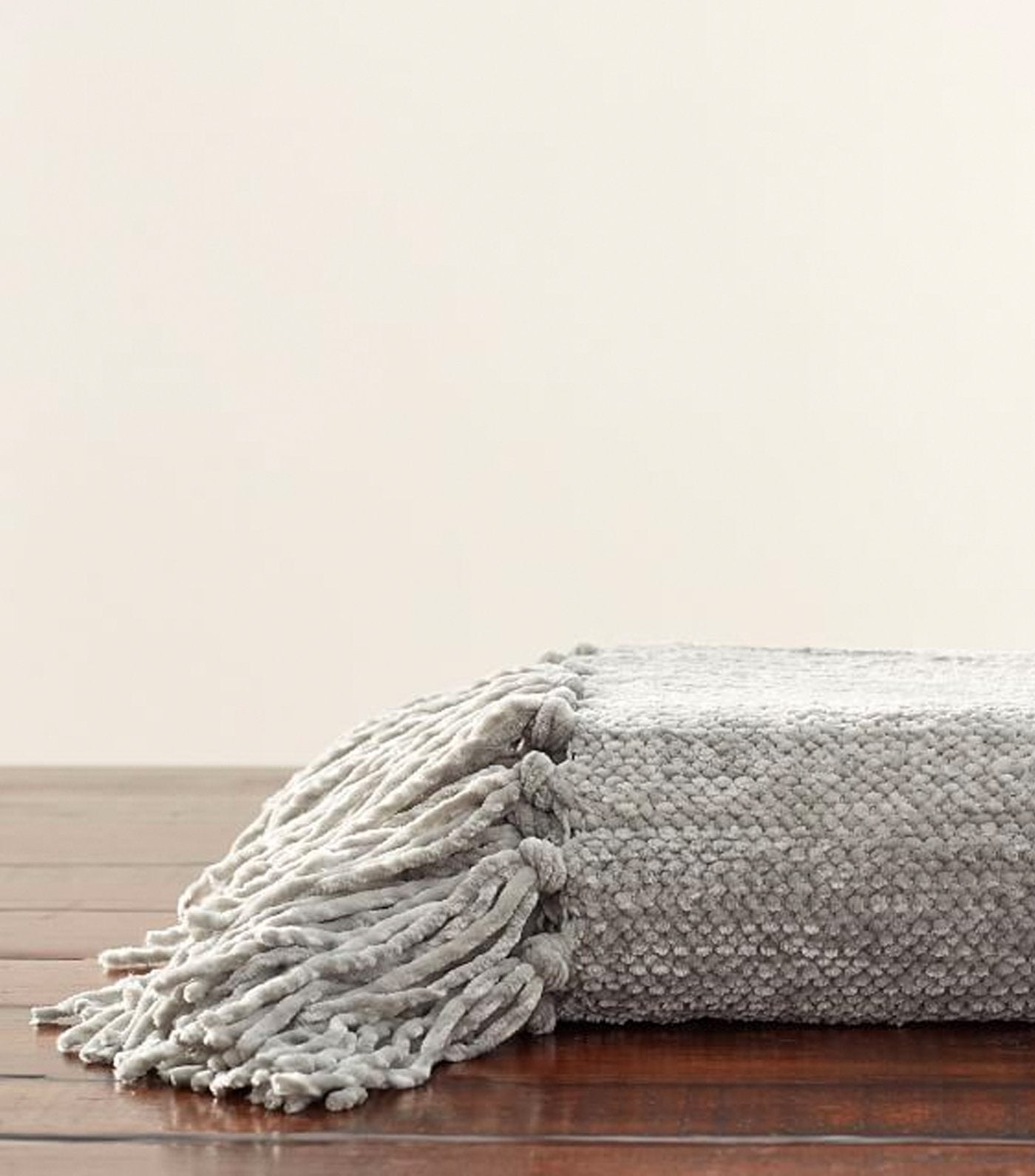 Pottery Barn Chenille Hand-Knotted Fringe Throw