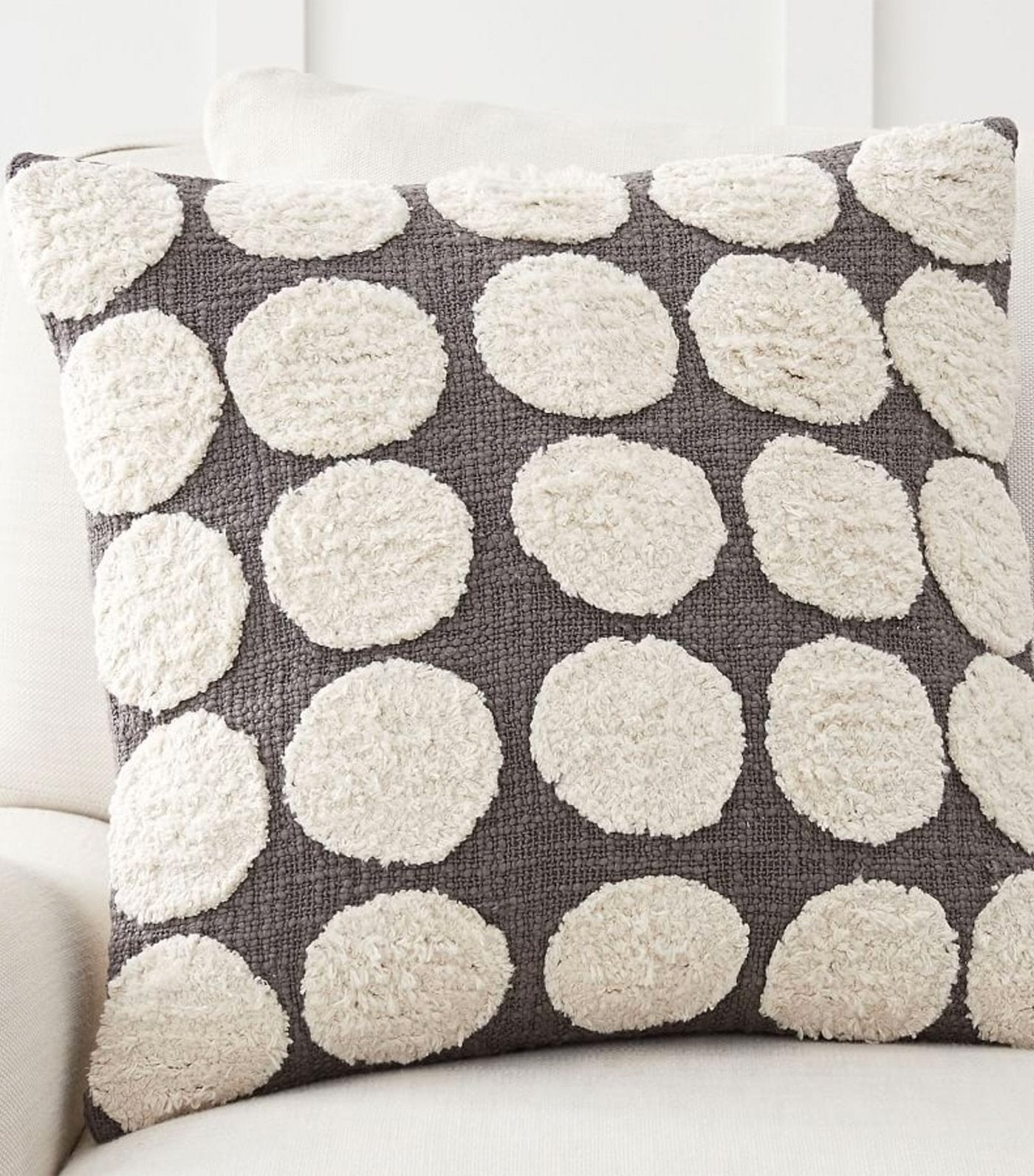 Pottery Barn Gray Hand Tufted Dot Textured Pillow Cover