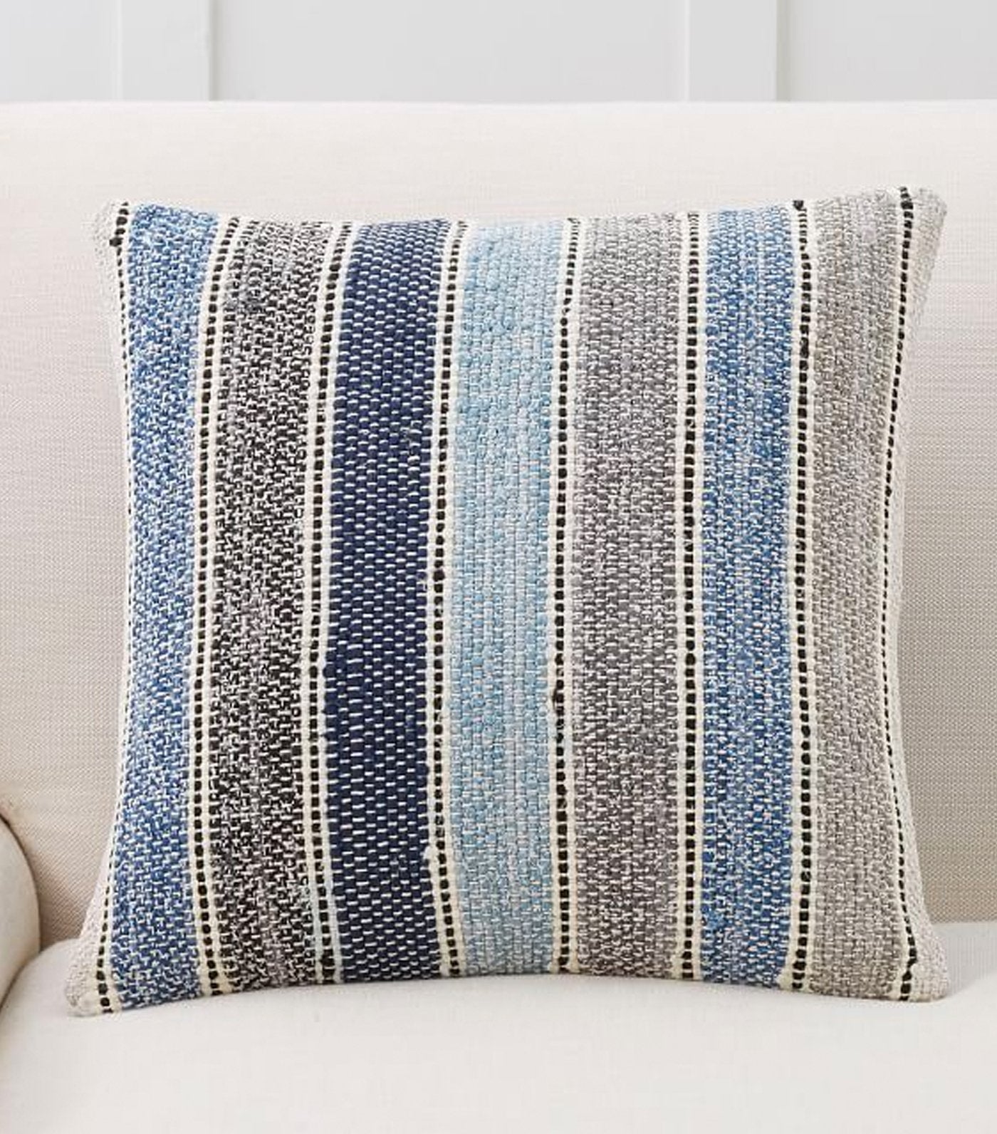 Pottery Barn Silas Stripe Pillow Cover - Blue Multi