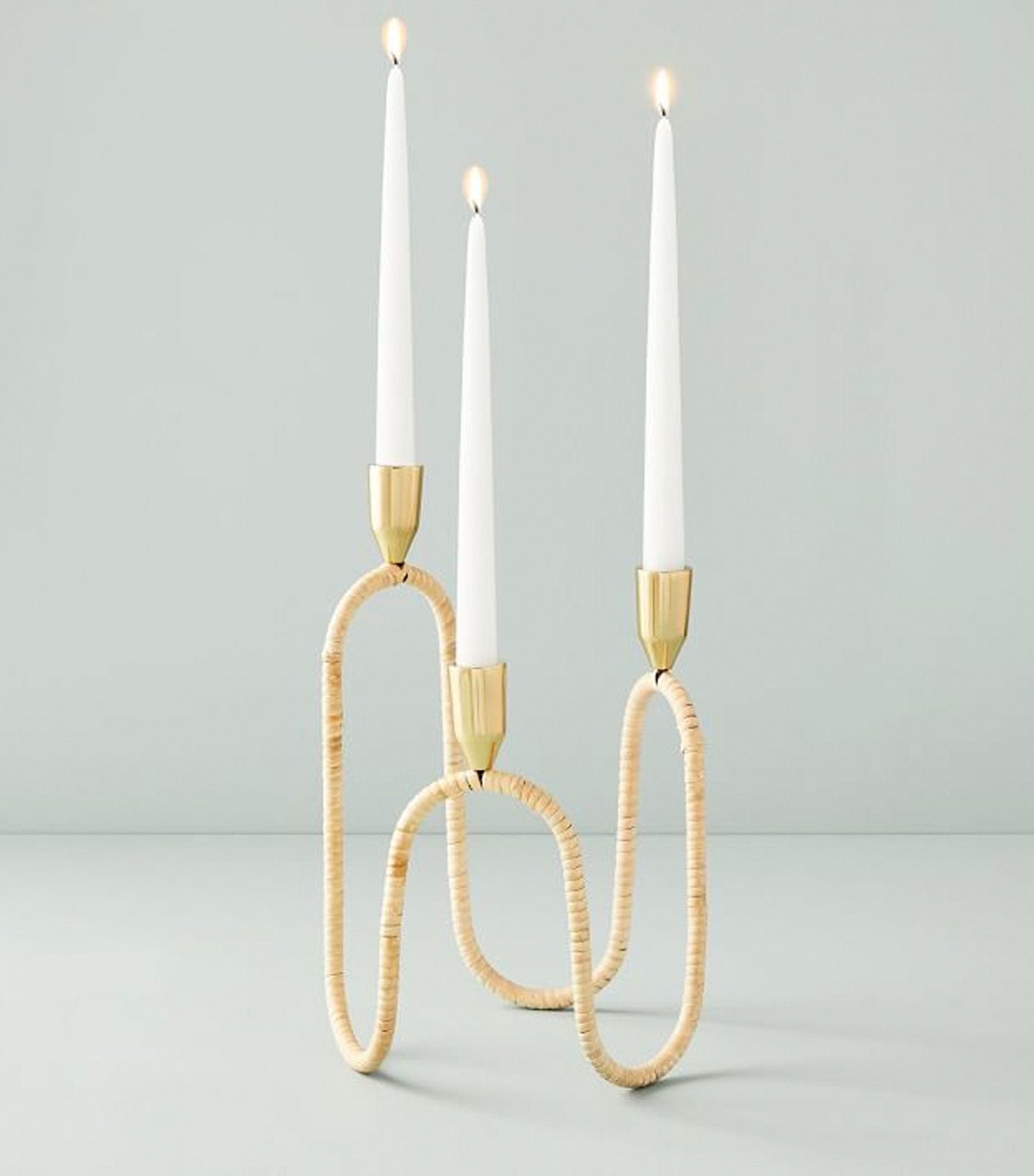 west elm Rattan Wrapped Taper Candleholder