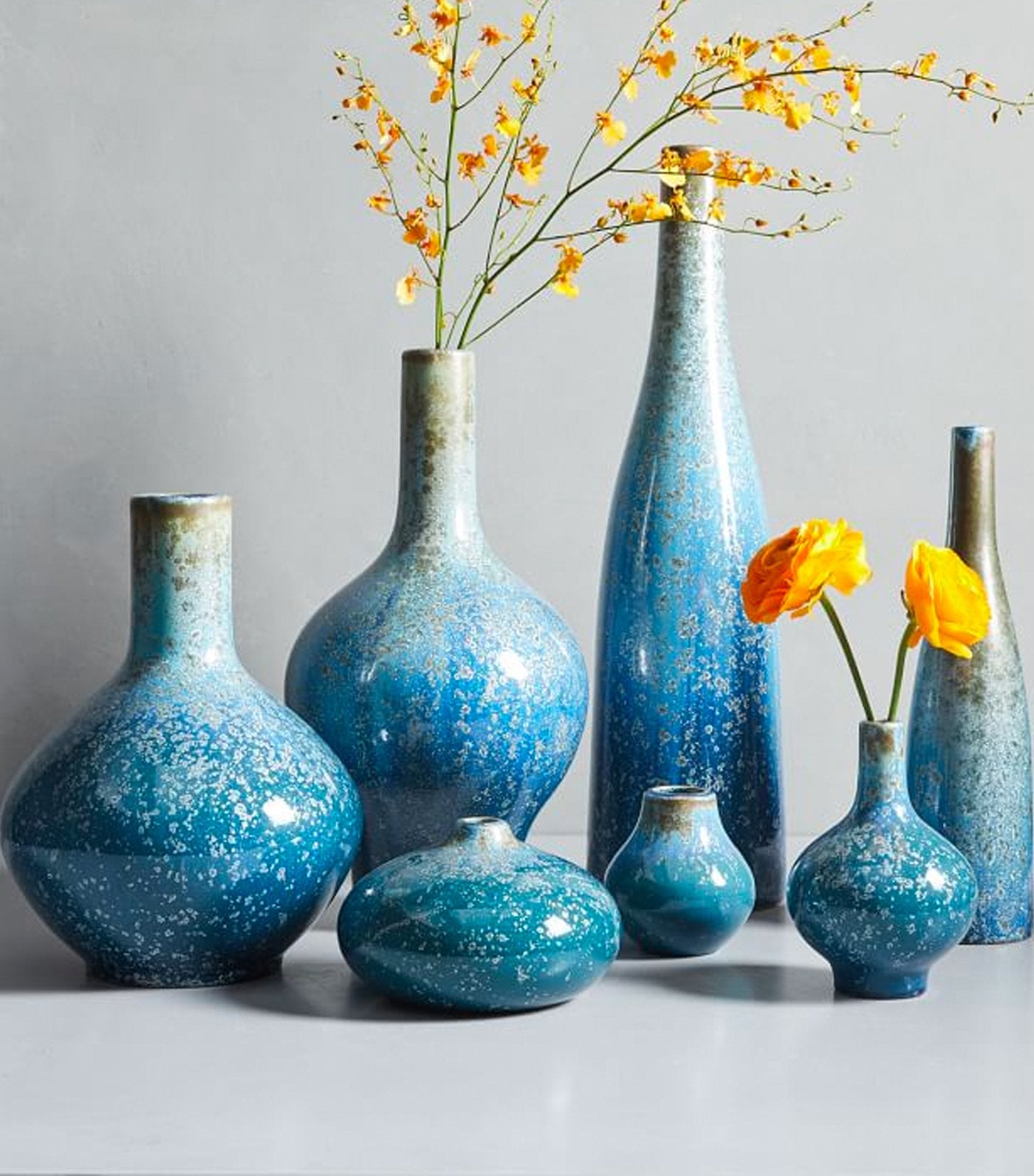 west elm Reactive Glaze Vase - Light Blue