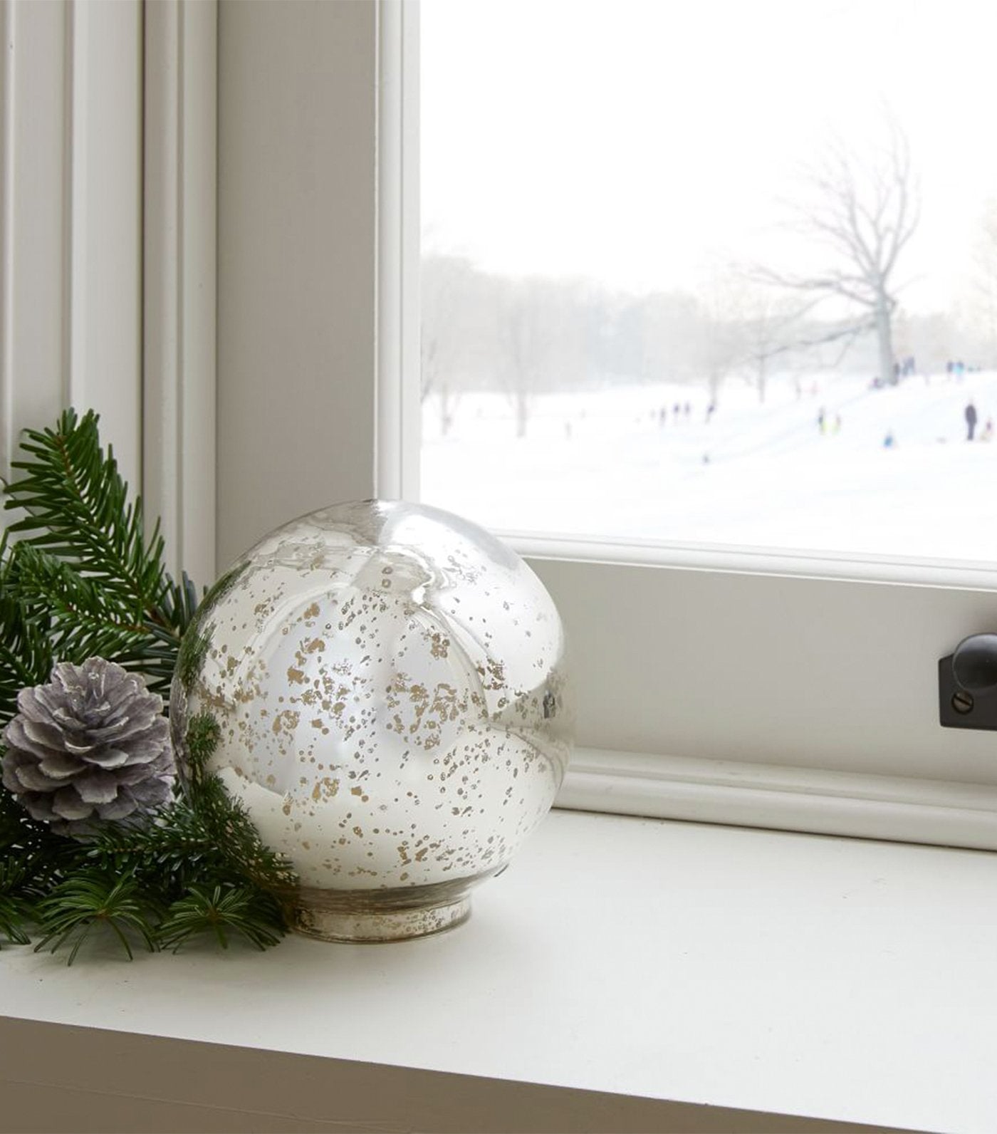 west elm Light Up Mercury Glass Globes - Silver