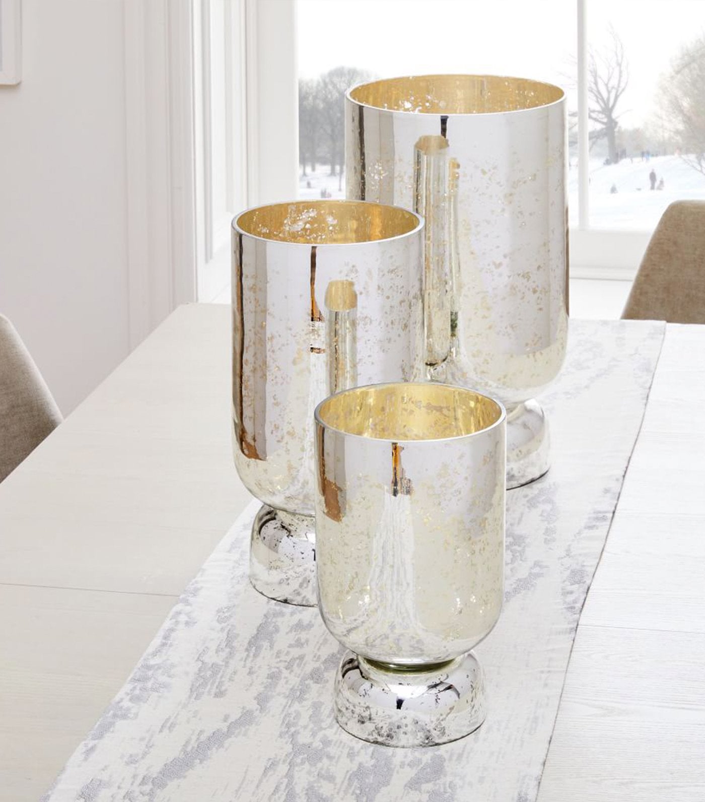 west elm Mercury Glass Hurricanes - Silver