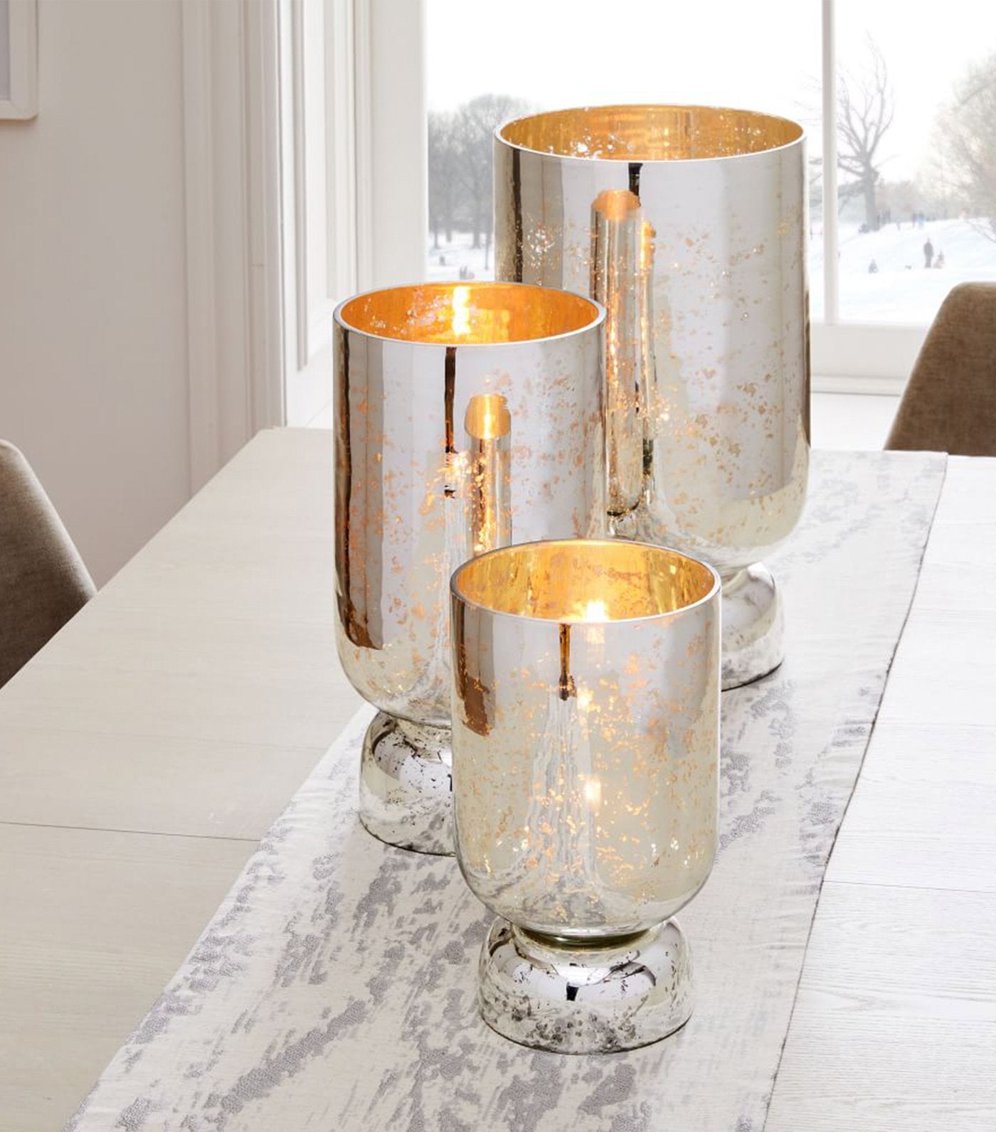 west elm Mercury Glass Hurricanes - Silver