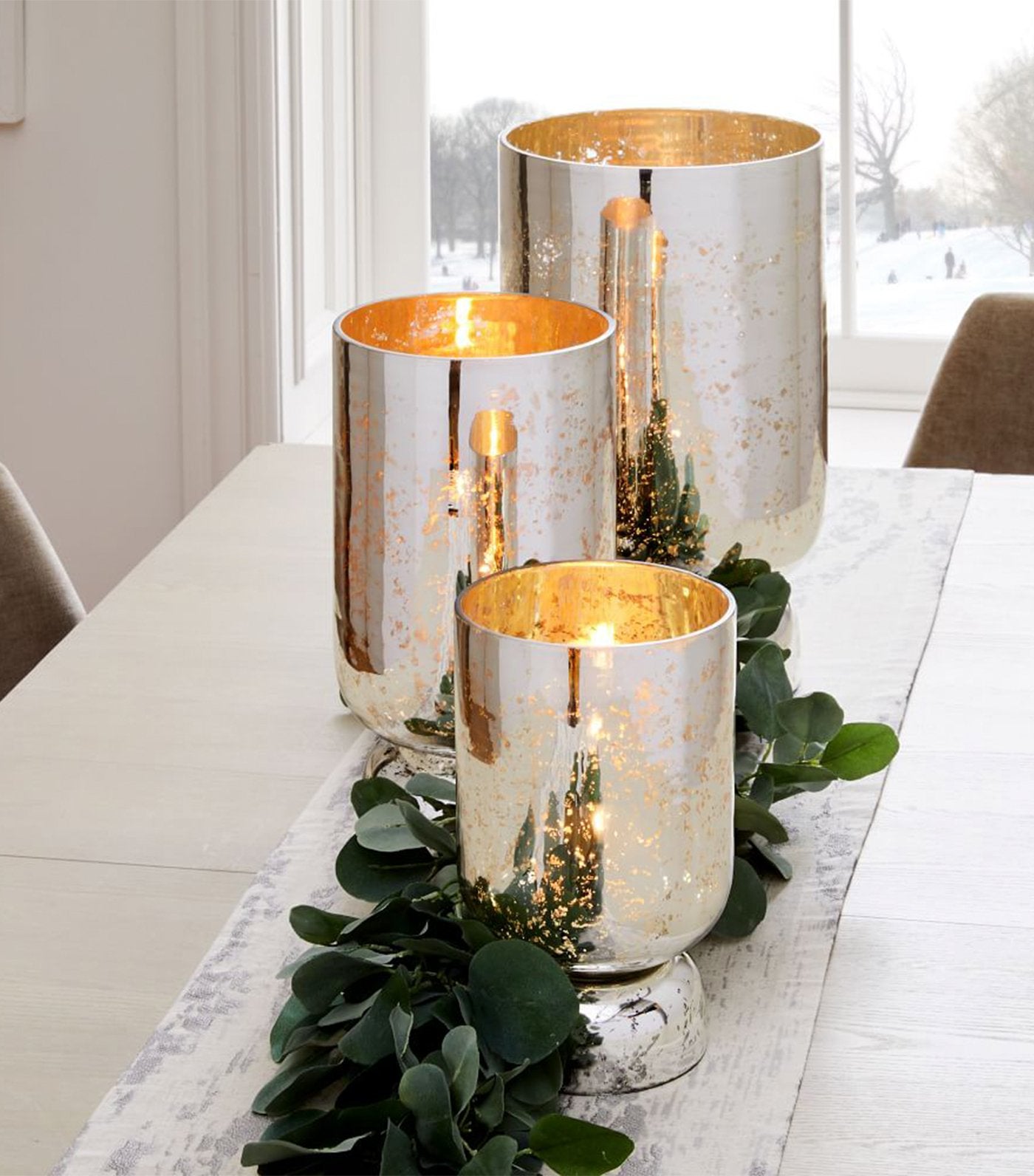 west elm Mercury Glass Hurricanes - Silver