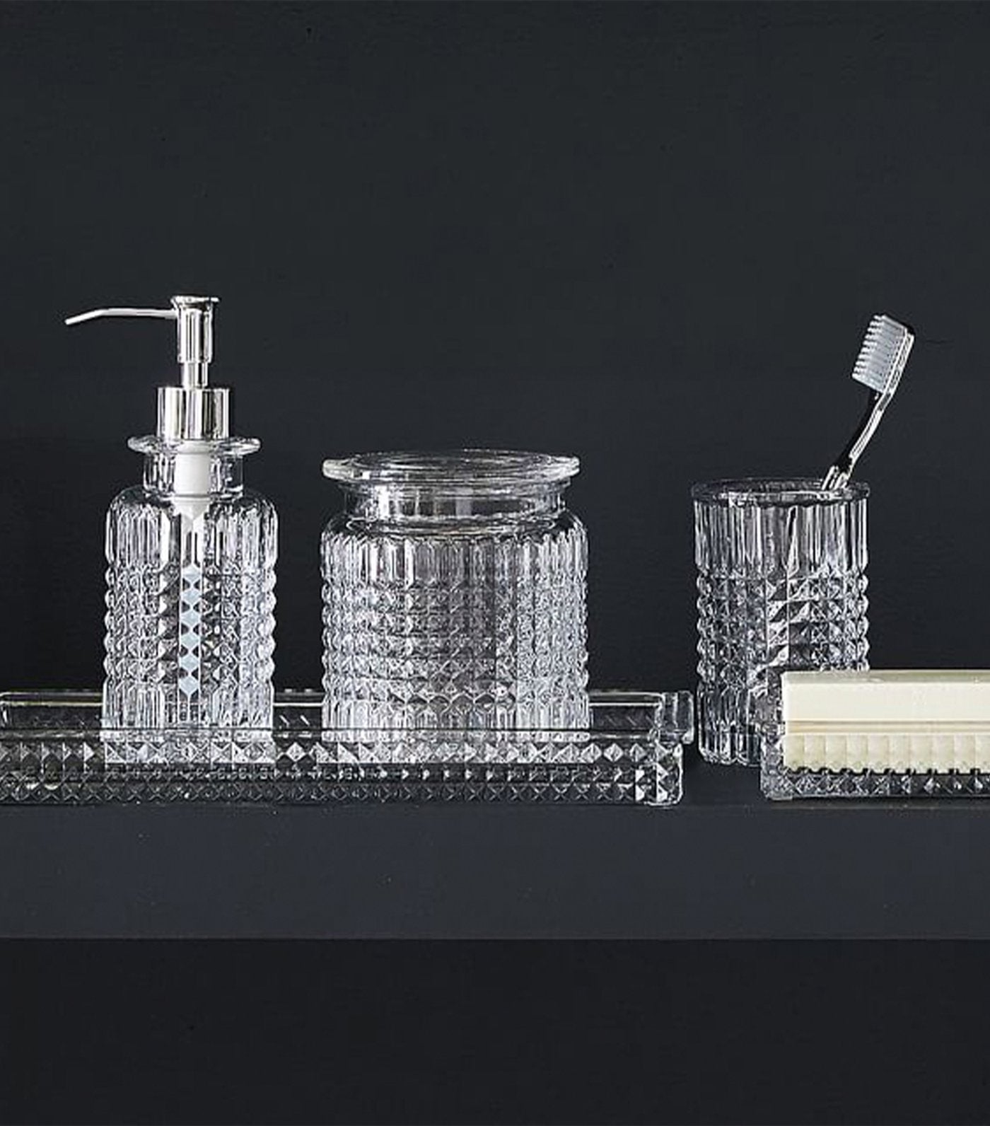 Pottery Barn Pressed Glass Bathroom Accessories