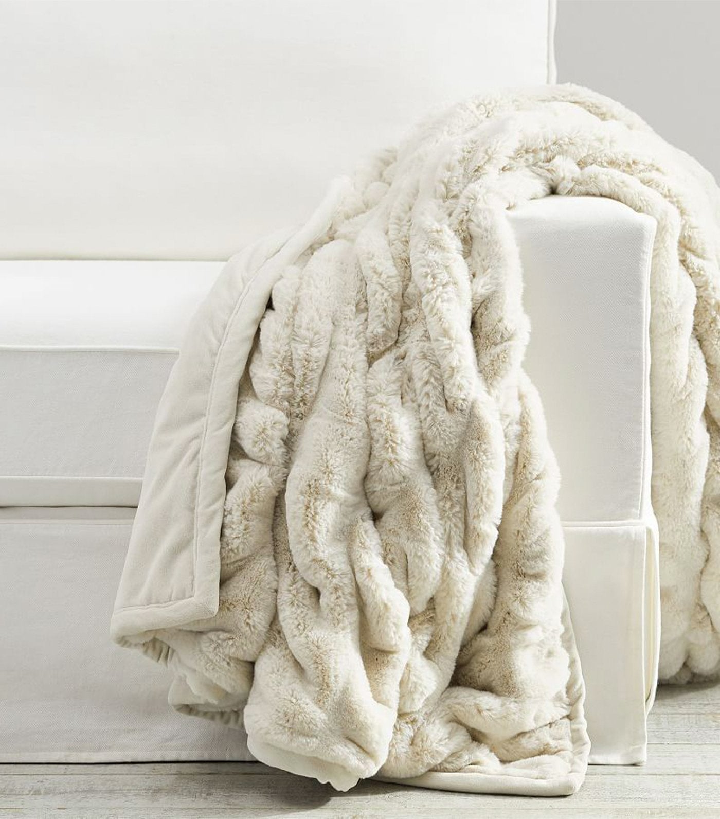 Pottery Barn Faux Fur Ruched Throw