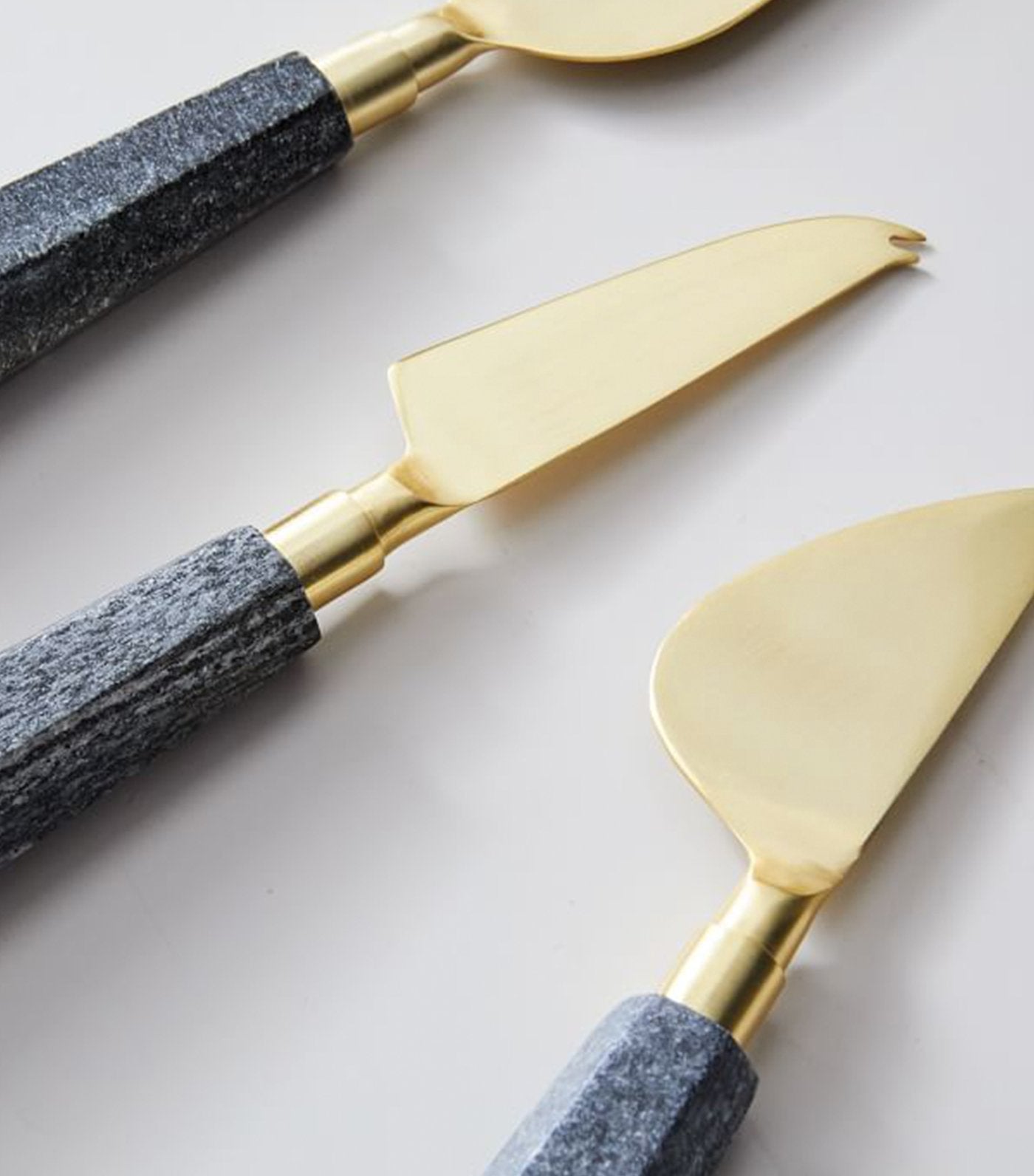west elm Brass and Black Marble Cheese Knives