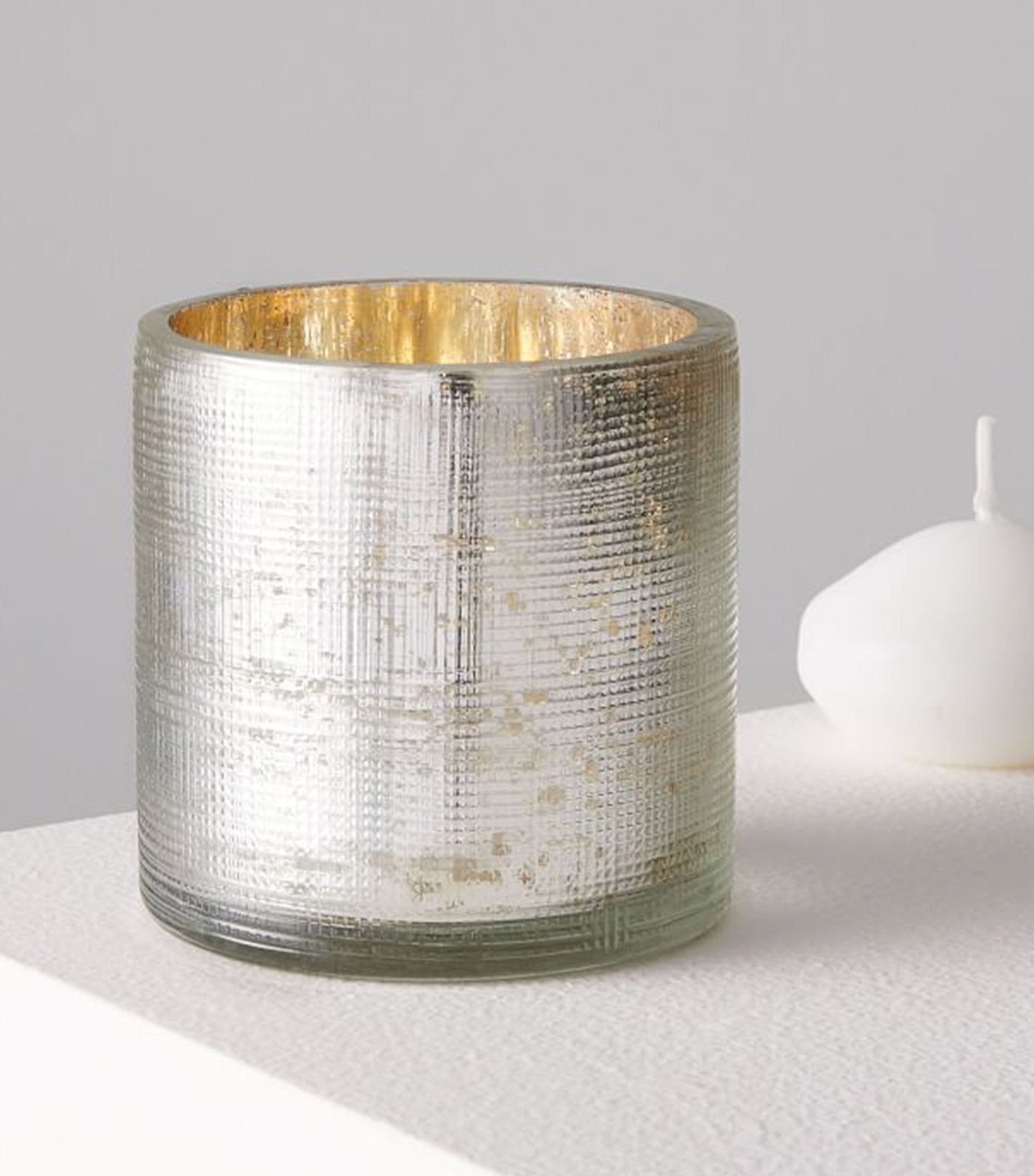 west elm Crosshatch Textured Mercury Candleholder