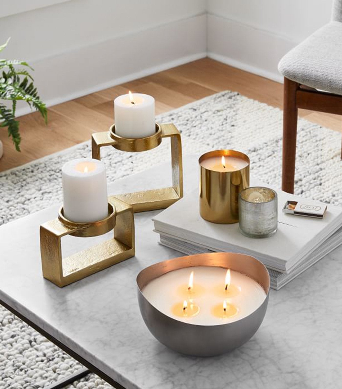 west elm Crosshatch Textured Mercury Candleholder