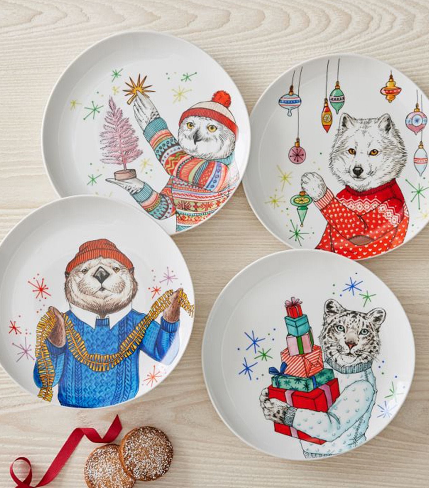 west elm Dapper Animal Snowy Salad Plates