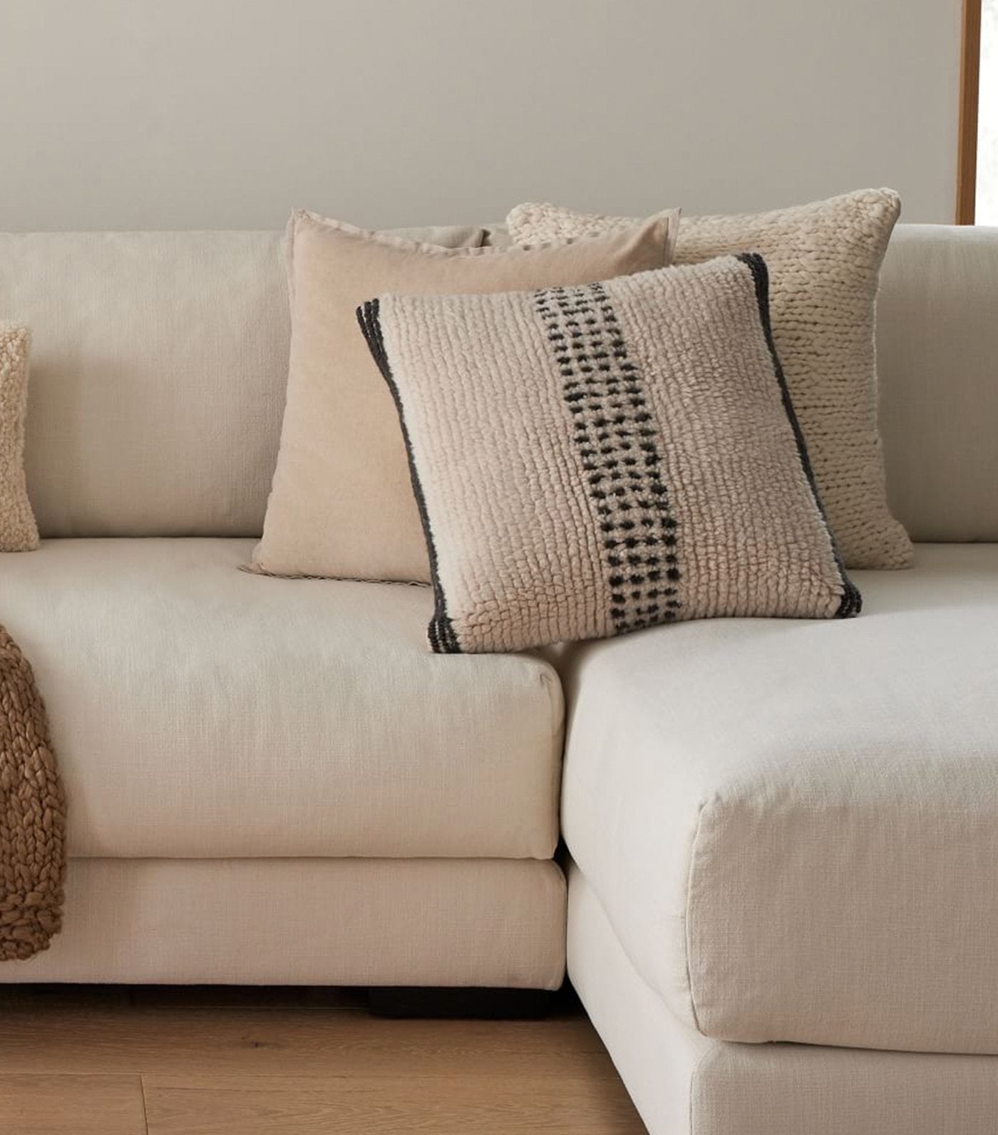 west elm Simple Broken Stripe Shag Pillow Cover