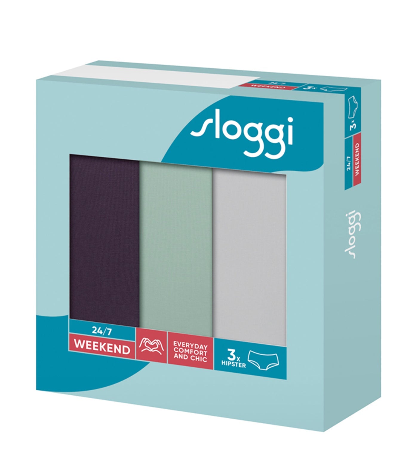 sloggi Weekend 3pc Panty Pack Assorted Purple, Green, and White