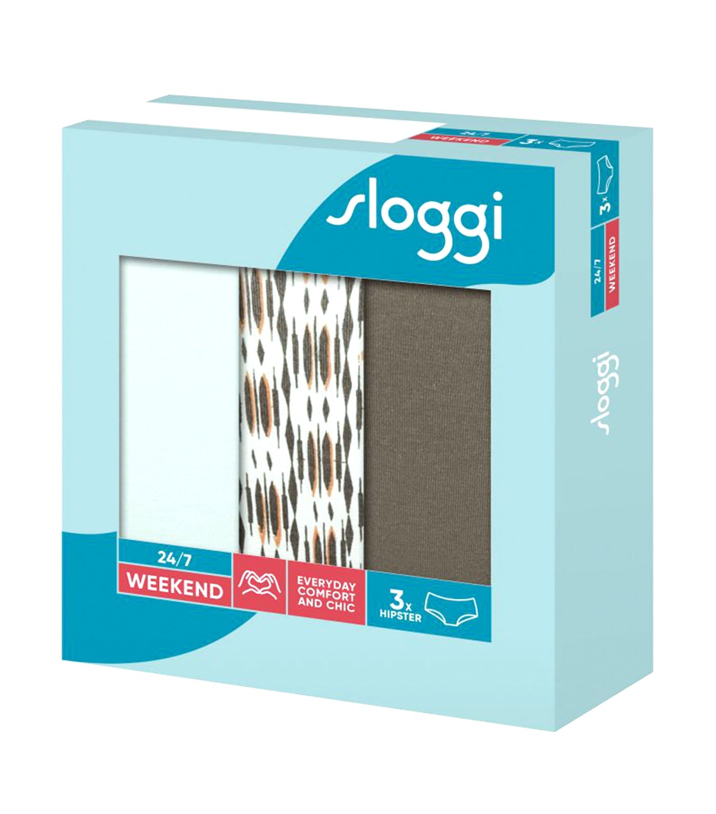 sloggi Weekend 3pc Panty Pack Assorted Print and Green