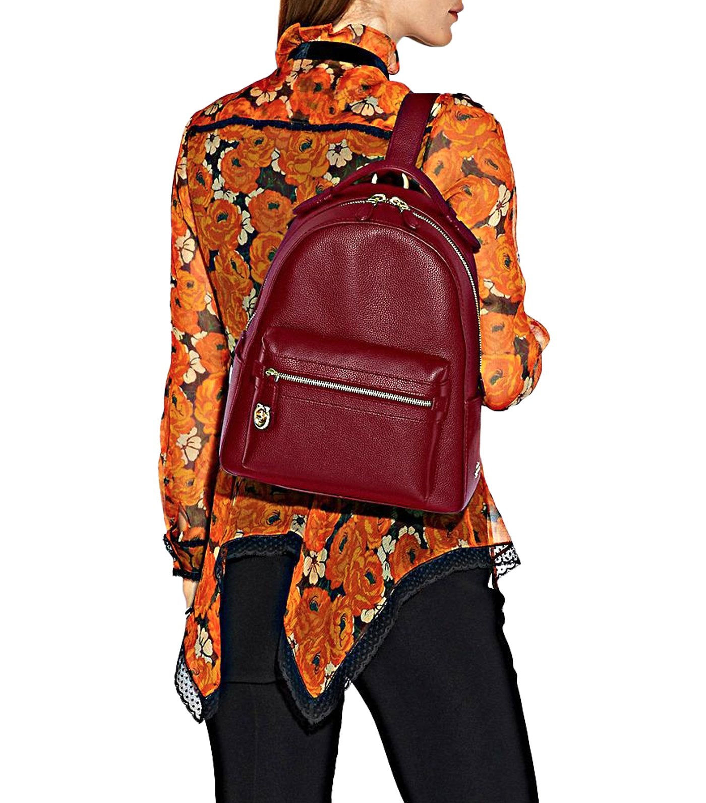 Campus Leather Backpack Deep Red
