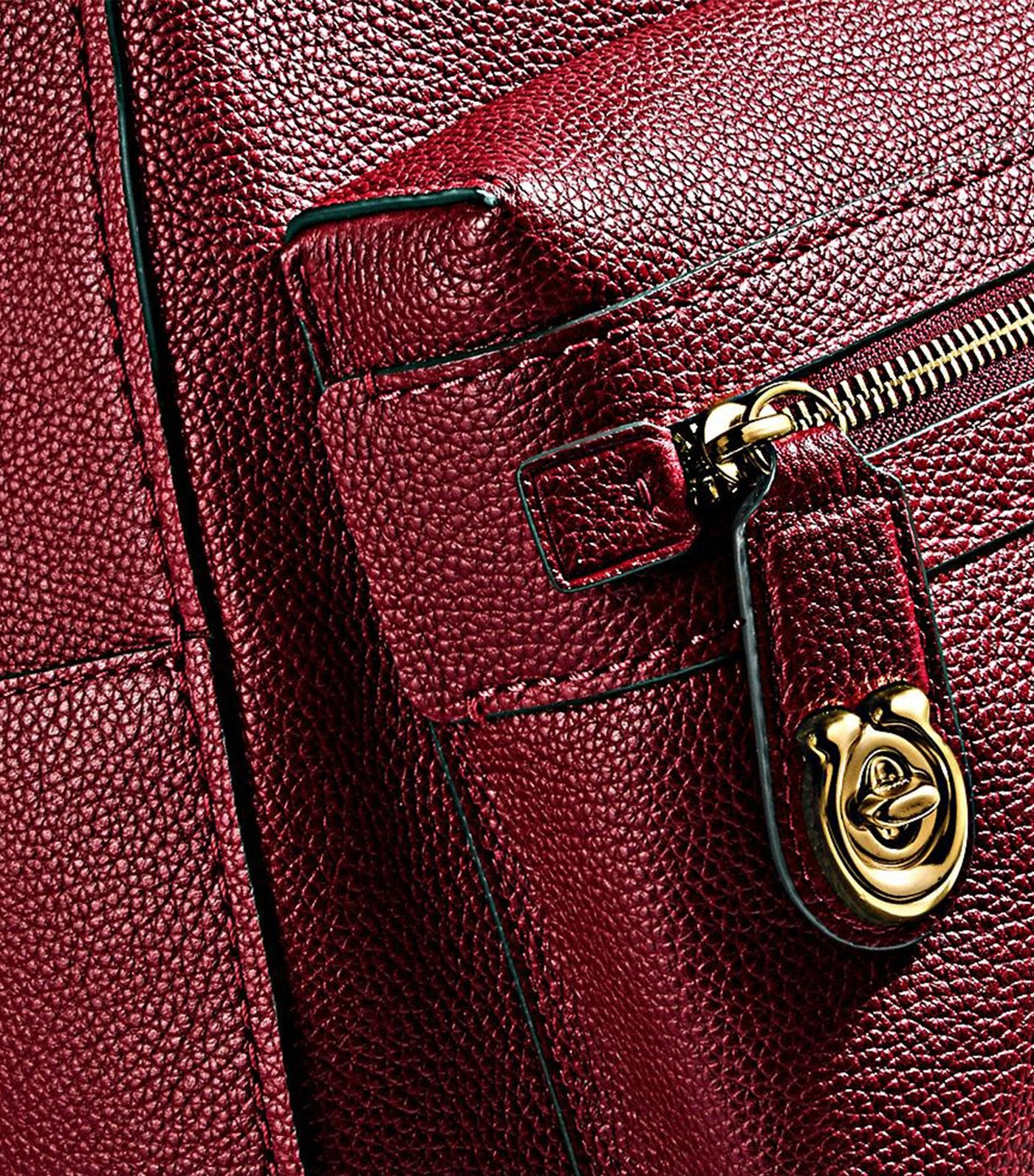Campus Leather Backpack Deep Red