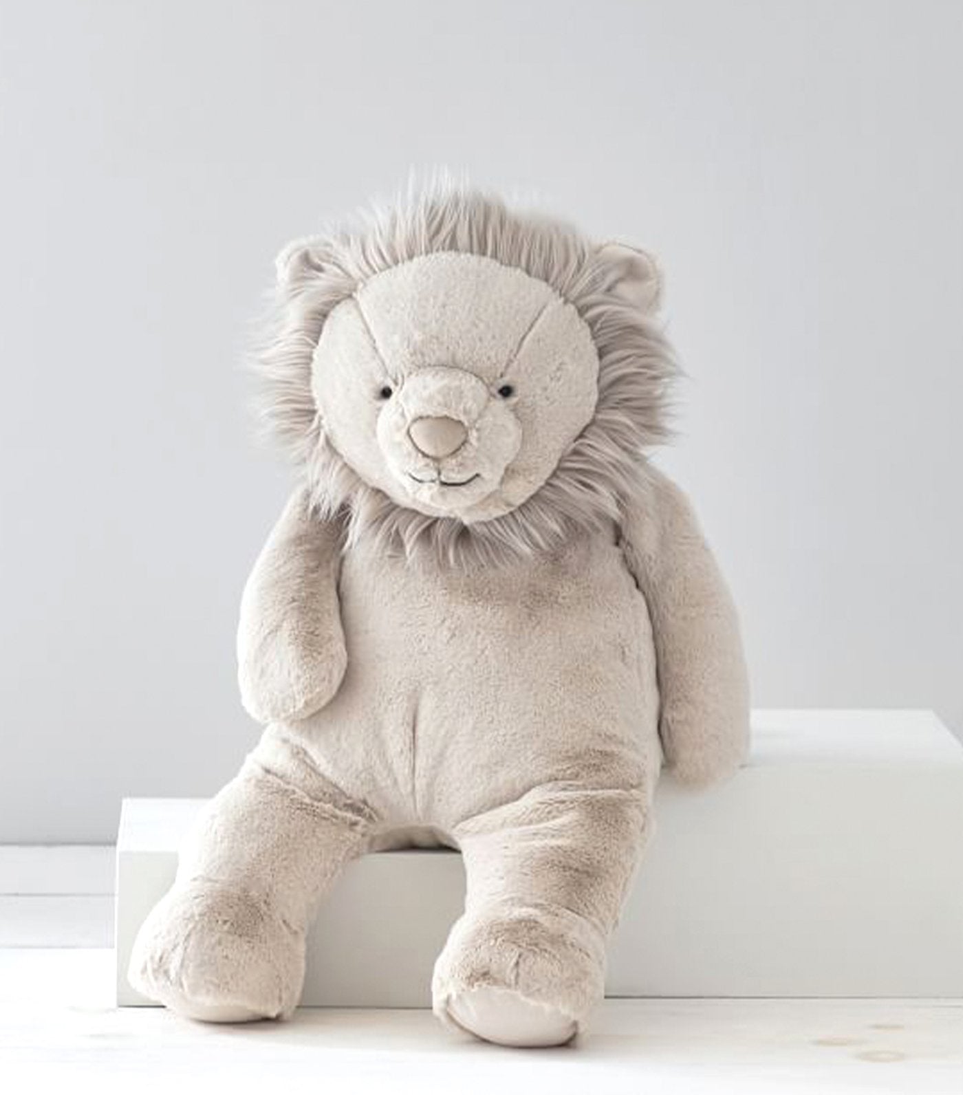 pottery barn kids taupe lion critter plush medium