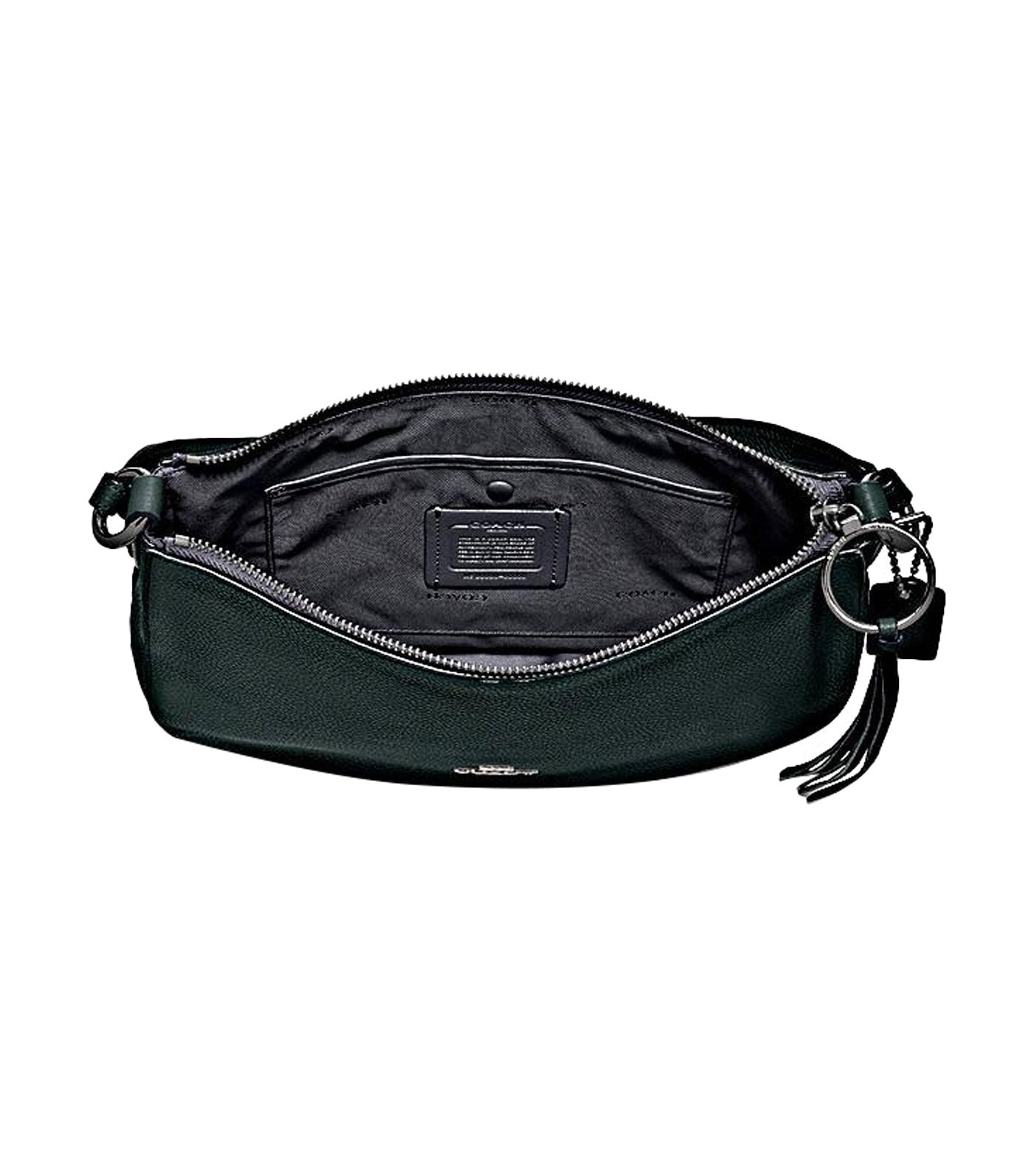 Sutton Leather Hobo Crossbody Bag Gunmetal and Pine Green