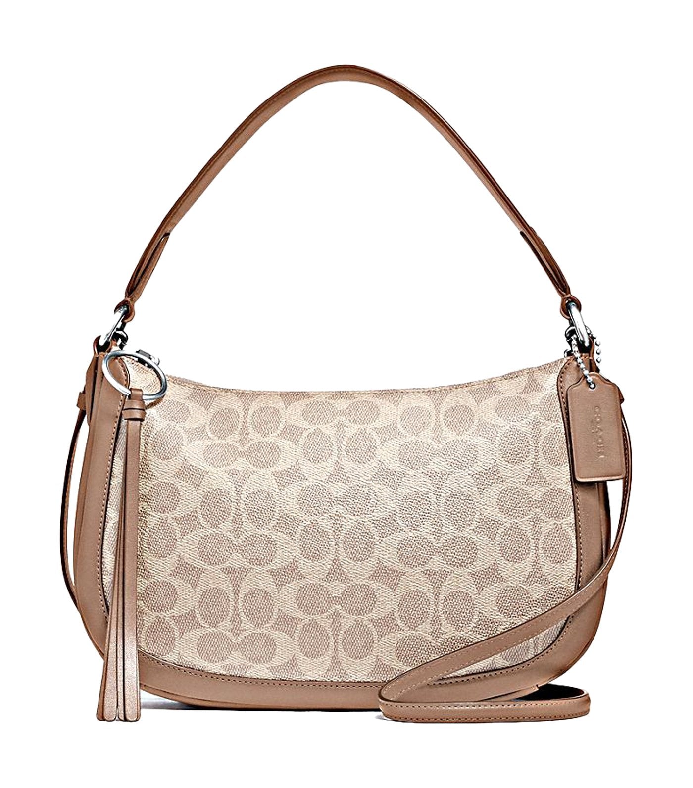 Sutton Signature Coated Canvas Hobo Crossbody Bag Sand Taupe