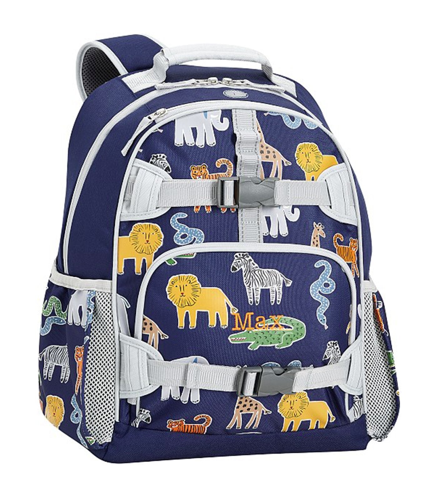 pottery barn kids mackenzie navy silly safari glow-in-the-dark backpacks large
