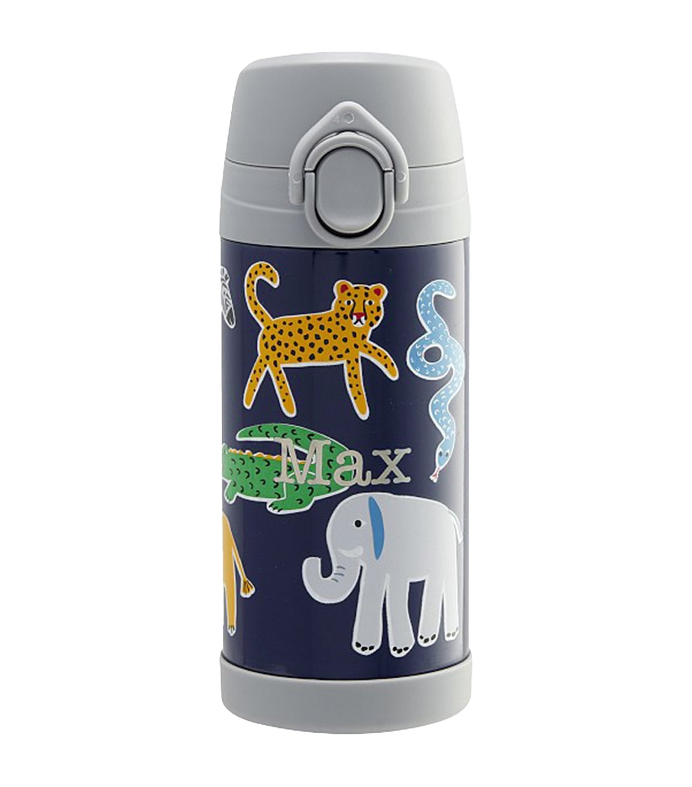 pottery barn kids mackenzie navy silly safari glow-in-the-dark regular water bottle