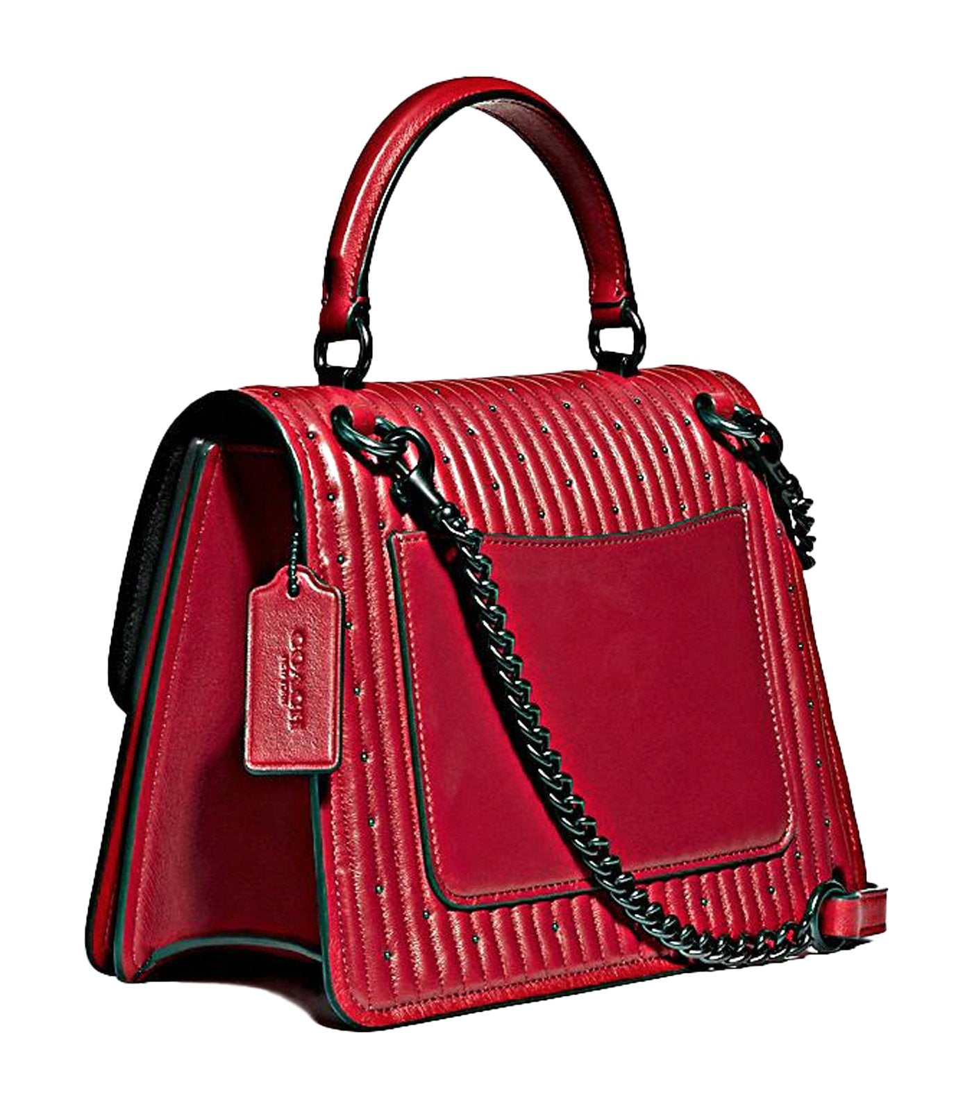 Parker Top Handle with Quilting and Rivets Red Apple