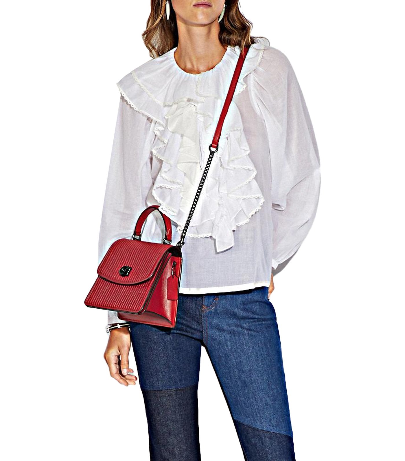 Parker Top Handle with Quilting and Rivets Red Apple